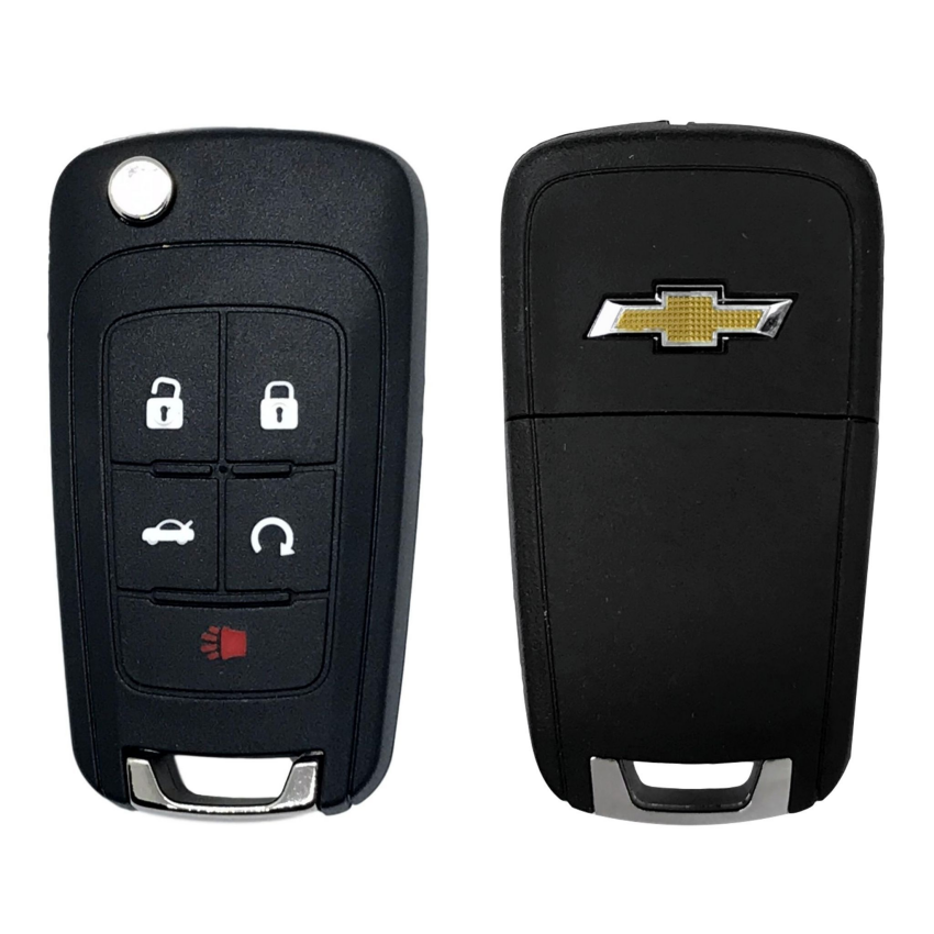 Best Key Supply Chevrolet 2010-2021 OEM 5 Button Flip Key Remote OHT01060512, close-up detail