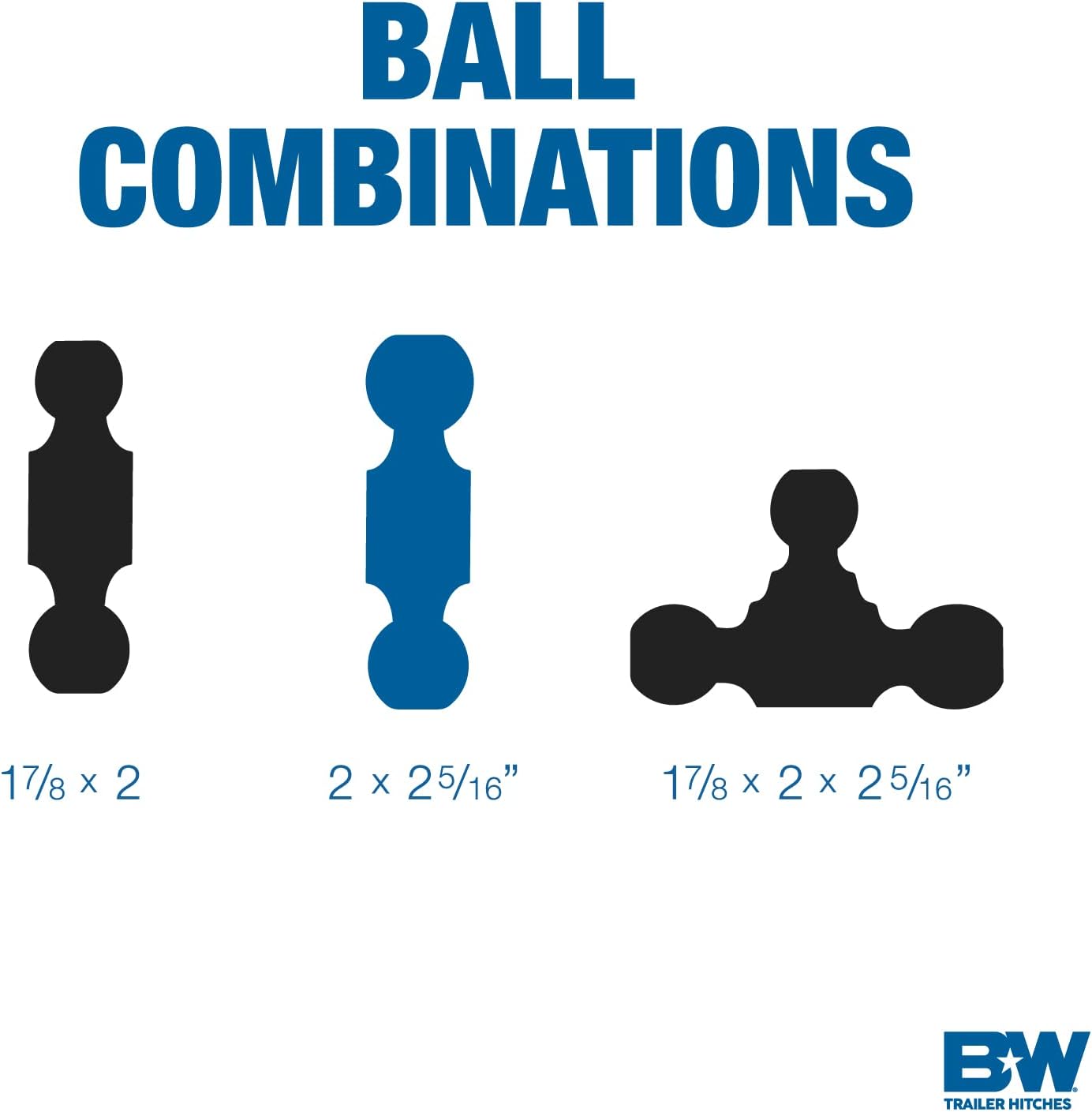 B&W Trailer Hitches Tow & Stow Adjustable Trailer Hitch Ball Mount - Fits 2" Receiver, Dual Ball (2" x 2-5/16"), 3" Drop, 10,000 GTW - TS10033B