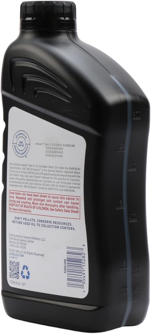 ACDelco GM Original Equipment 10-9329 (19432321) dexos1� GEN 3 Full Synthetic 5W-30 Motor Oil - 1 qt