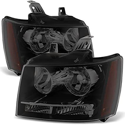NTXGlow Akkon 0713 Suburban Tahoe Avalanche Chrome Clear Headlights, left and right direct replacement for vehicle lighting.