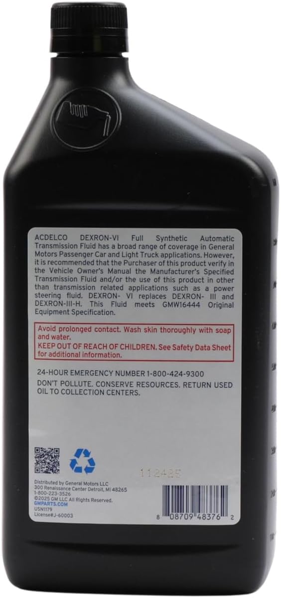ACDelco GM Original Equipment 10-9394 (88865601) Dexron VI Automatic Transmission Fluid - 1 qt