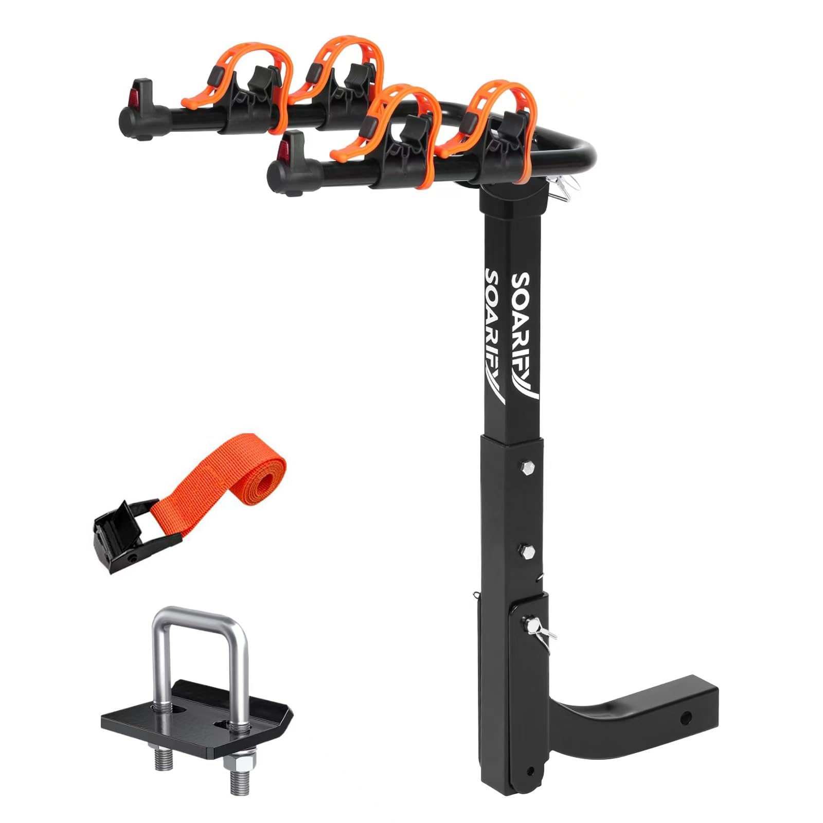 Bike Rack for Car, SUV, RV, Mount Hitch Bike Rack, Up to 143 lbs Load Bicycle Rack Carrier Rubber Straps, Tilt Release with 2" Hitch for Cars (4 Bikes)