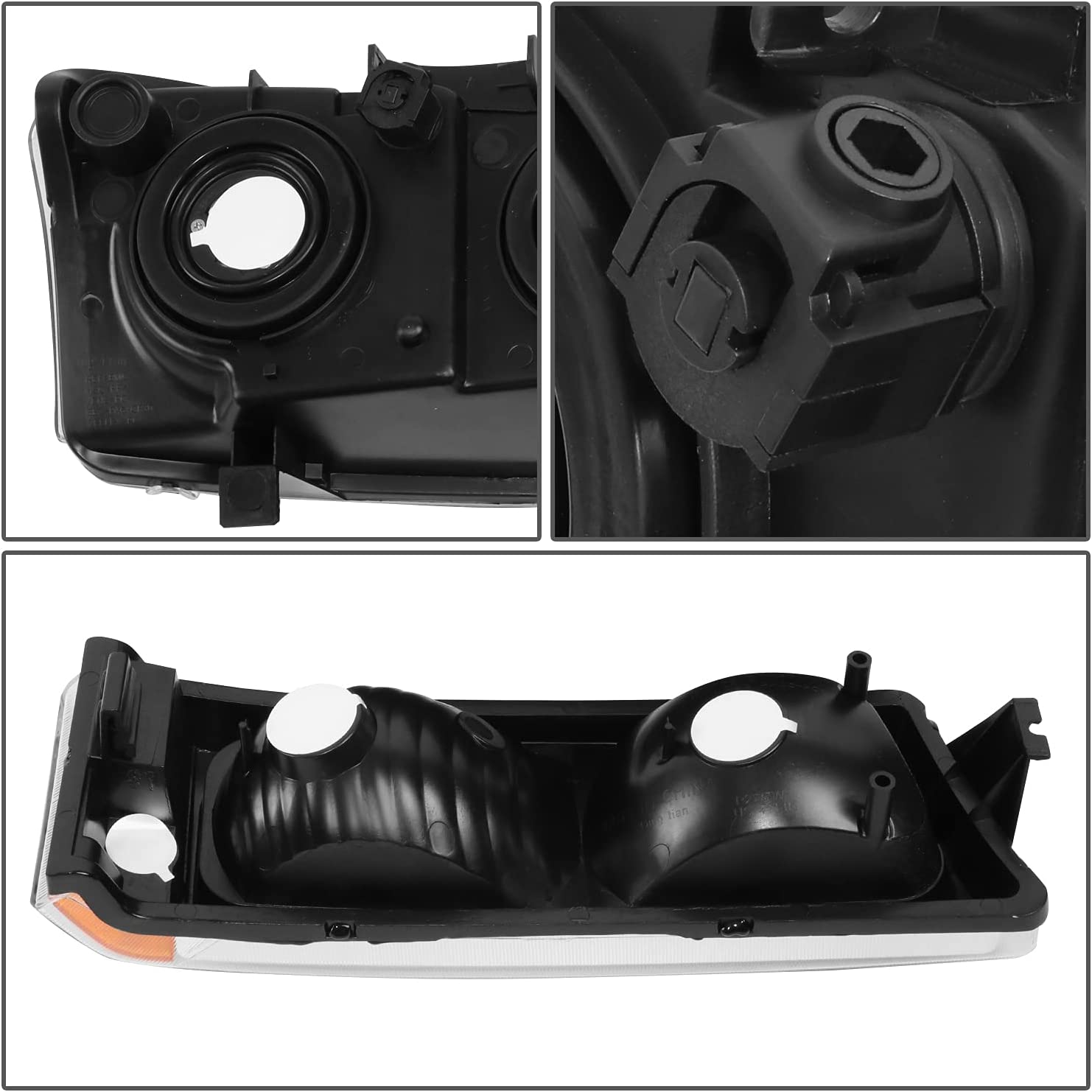 NTXGlow chrome amber headlights for 2003-2006 Chevy Silverado and Avalanche, featuring Dna Motoring Hlohcs034pcham design.