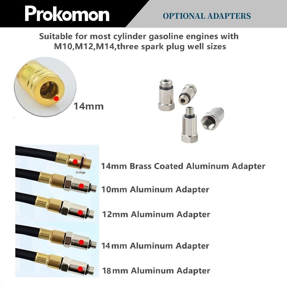 Engine Cylinder Leak Down Tester Kit;Gasoline Engine Leakdown Tester Kit with Extension Rod;Cylinder Leakage Tester Set for Pressure Check and Leakage Rate Test