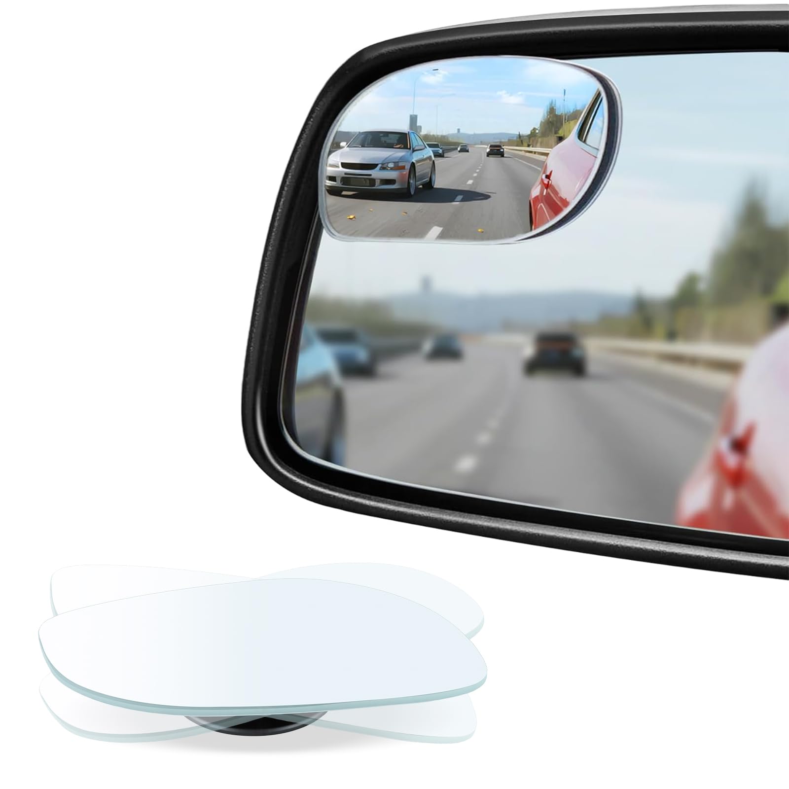 Blind Spot Mirror, 2" Round HD Glass Frameless Convex Rear View Mirrors Exterior Accessories with Wide Angle Adjustable Stick for Car SUV and Trucks, Pack of 2