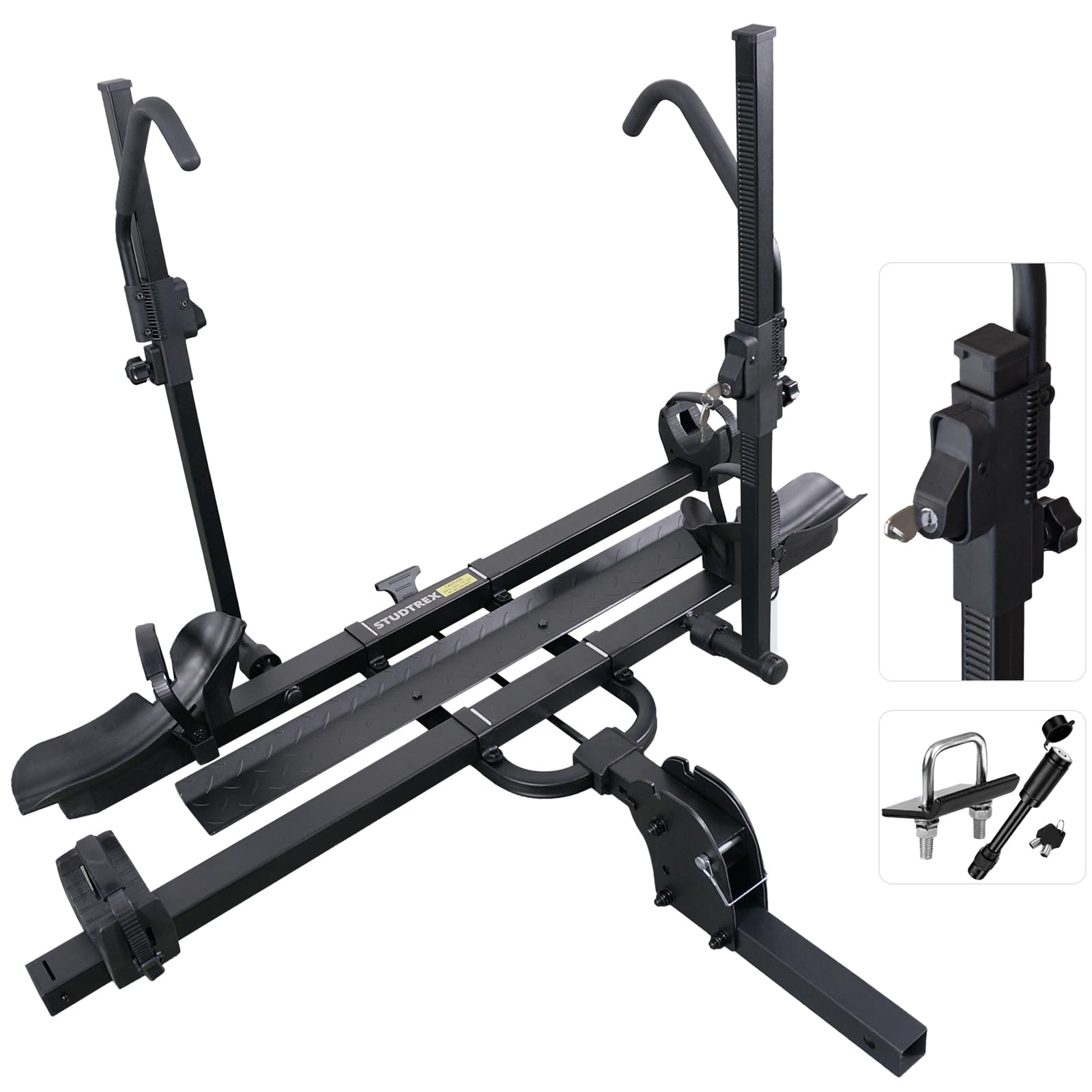TrailV2 Plus Hitch 2 Ebike Rack with Ramp, Tilt, Fold, Anti-Theft Hitch & Wheel Locks, Heavy Duty 170 lbs Capacity, Fits 2" Receiver, Max 5" Fat Tires, Electric Bike Rack for Car, SUV, Truck, RV