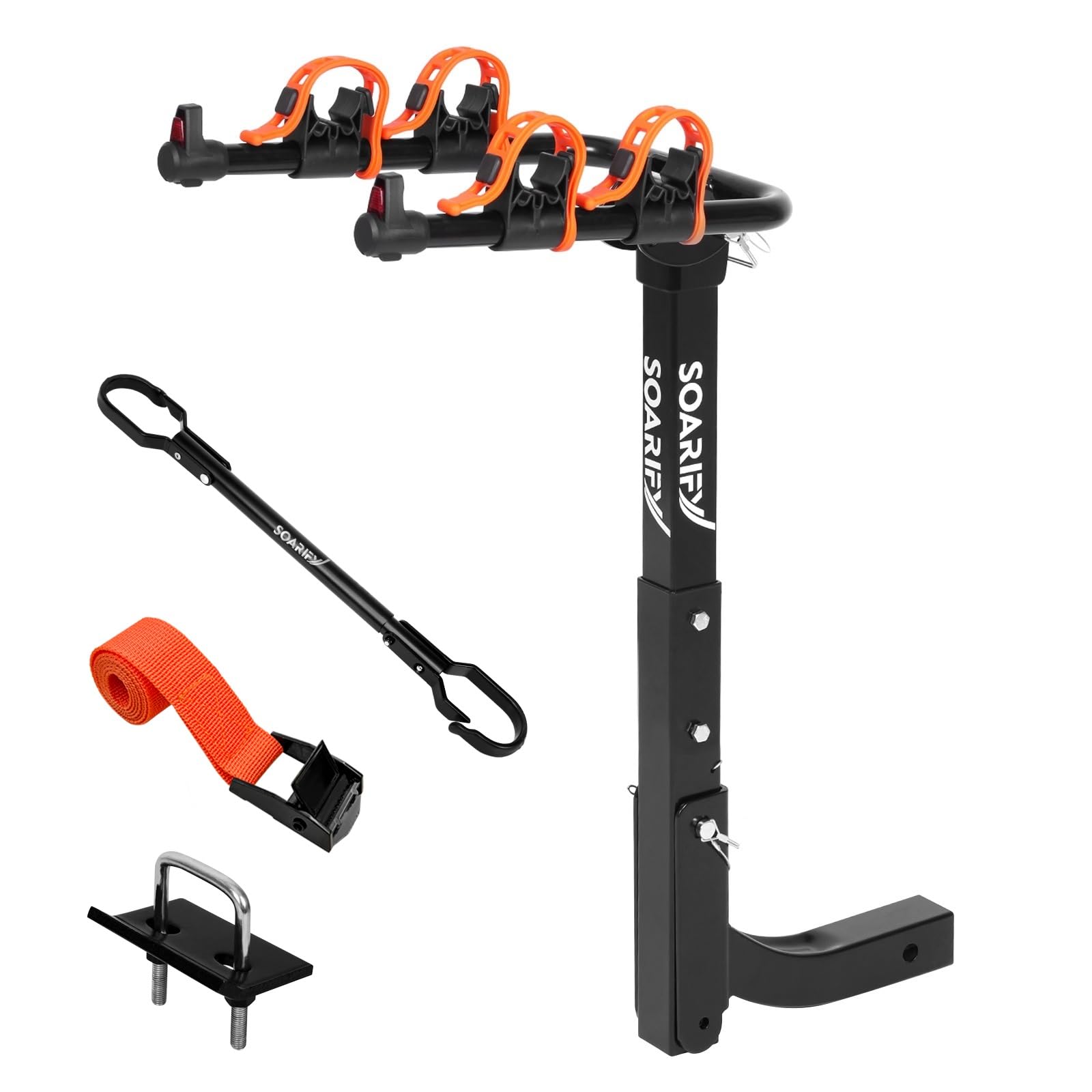 Bike Rack for Car, SUV, RV, Mount Hitch Bike Rack, Up to 143 lbs Load Bicycle Rack Carrier Rubber Straps, Tilt Release with 2" Hitch for Cars (4 Bikes)