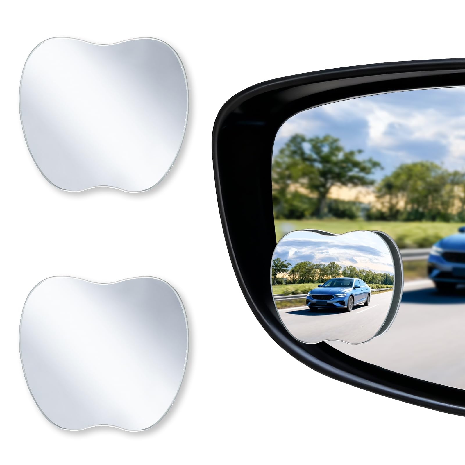 Blind Spot Mirror, 2" Round HD Glass Frameless Convex Rear View Mirrors Exterior Accessories with Wide Angle Adjustable Stick for Car SUV and Trucks, Pack of 2