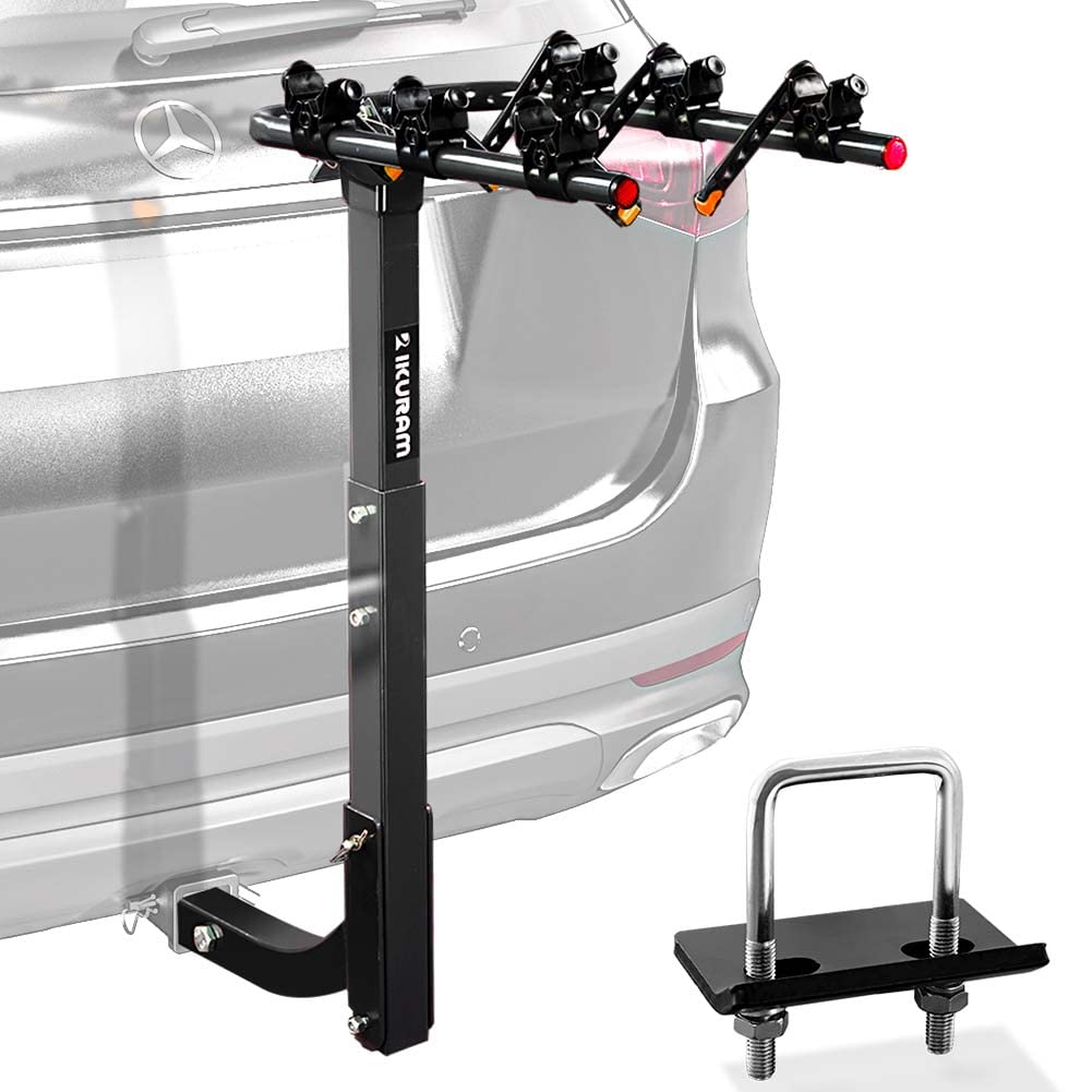 4 Bike Rack Bicycle Carrier Racks Hitch Mount Double Foldable Rack for Cars, Trucks, SUV's and minivans with a 2" Hitch Receiver | Comes with anti-rattle hitch tightener, suitable for most cars, trucks and SUVs