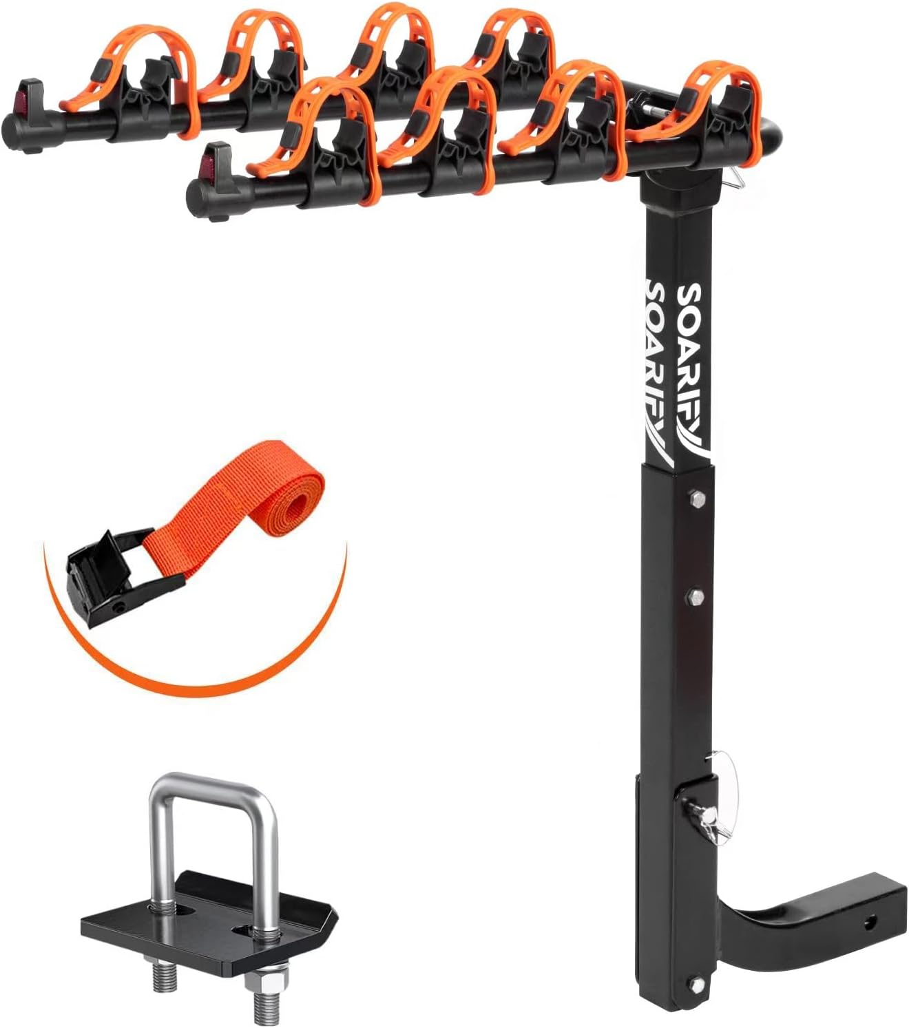 Bike Rack for Car, SUV, RV, Mount Hitch Bike Rack, Up to 143 lbs Load Bicycle Rack Carrier Rubber Straps, Tilt Release with 2" Hitch for Cars (4 Bikes)