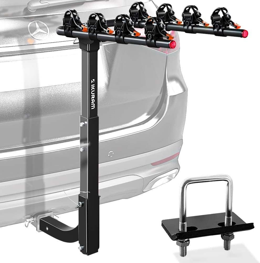 4 Bike Rack Bicycle Carrier Racks Hitch Mount Double Foldable Rack for Cars, Trucks, SUV's and minivans with a 2" Hitch Receiver | Comes with anti-rattle hitch tightener, suitable for most cars, trucks and SUVs