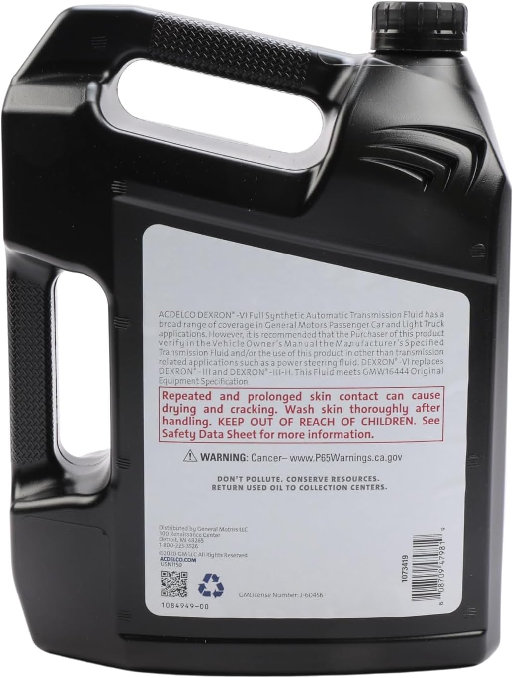 ACDelco GM Original Equipment 10-9244 (88865618) Dexron VI Full Synthetic Automatic Transmission Fluid - 1 gal