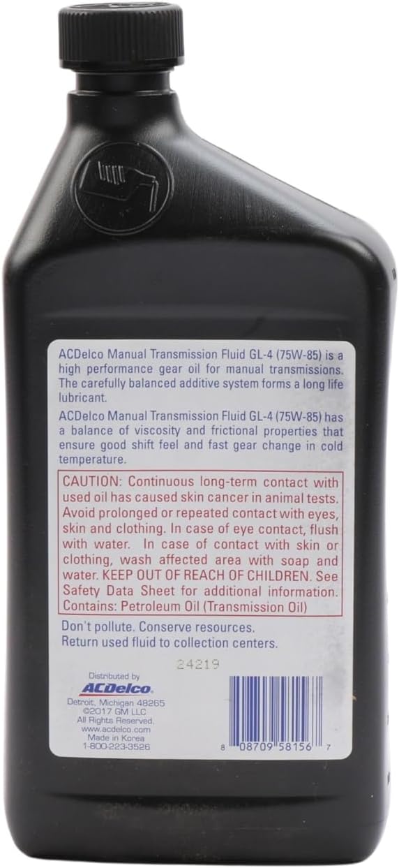 ACDelco 805270 GM Original Equipment 10-4104 XGP SAE 75W-85 Manual Transmission Fluid - 1 qt