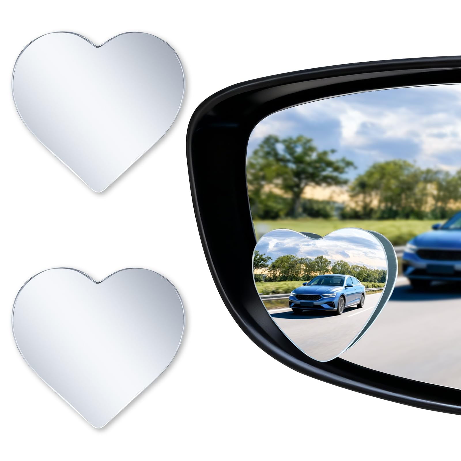 Blind Spot Mirror, 2" Round HD Glass Frameless Convex Rear View Mirrors Exterior Accessories with Wide Angle Adjustable Stick for Car SUV and Trucks, Pack of 2
