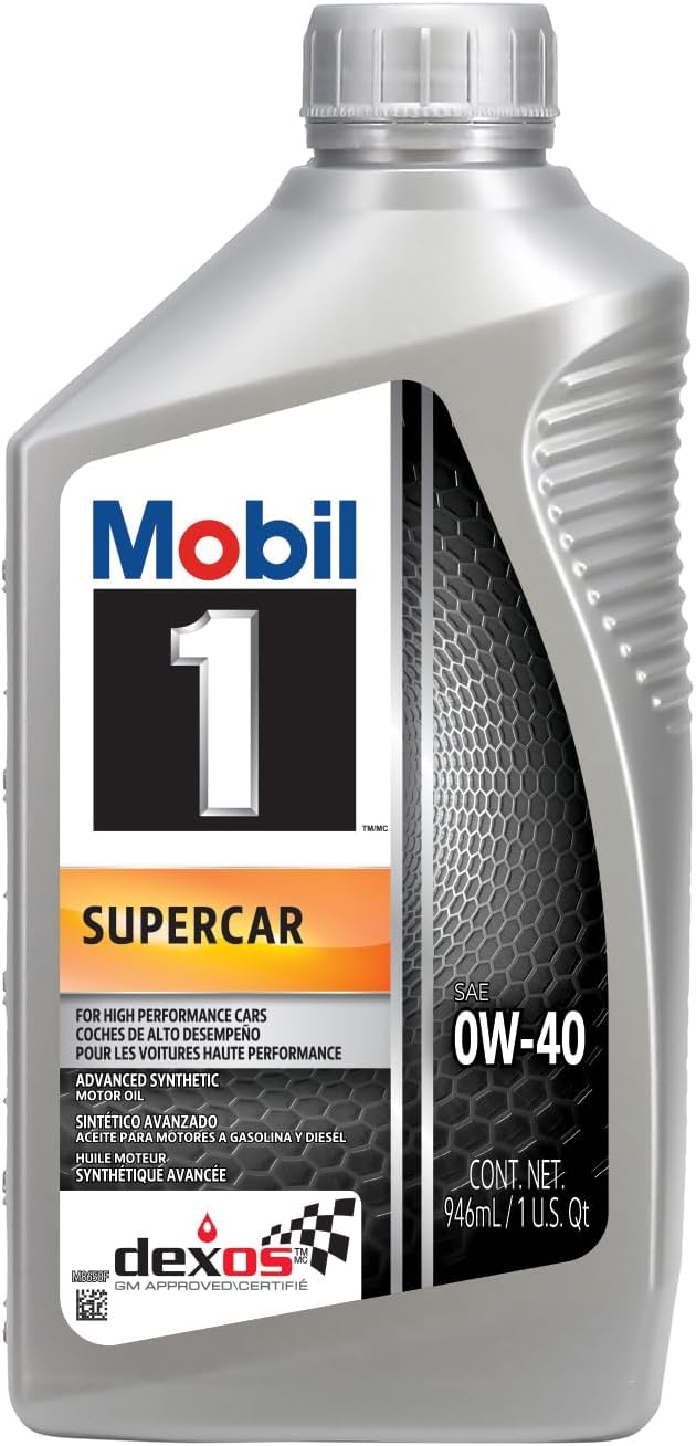 Mobil 1 Supercar Advanced Full Synthetic Motor Oil 0W-40, 1 QT (Pack of 6)