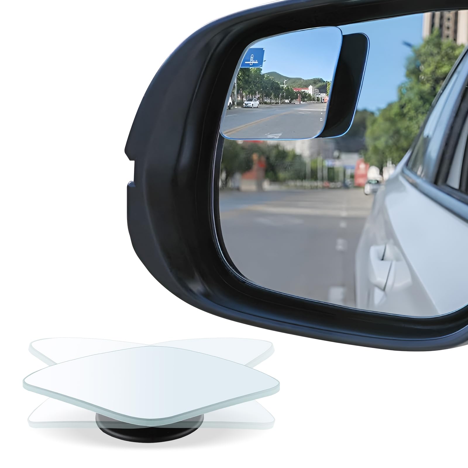 Blind Spot Mirror, 2" Round HD Glass Frameless Convex Rear View Mirrors Exterior Accessories with Wide Angle Adjustable Stick for Car SUV and Trucks, Pack of 2