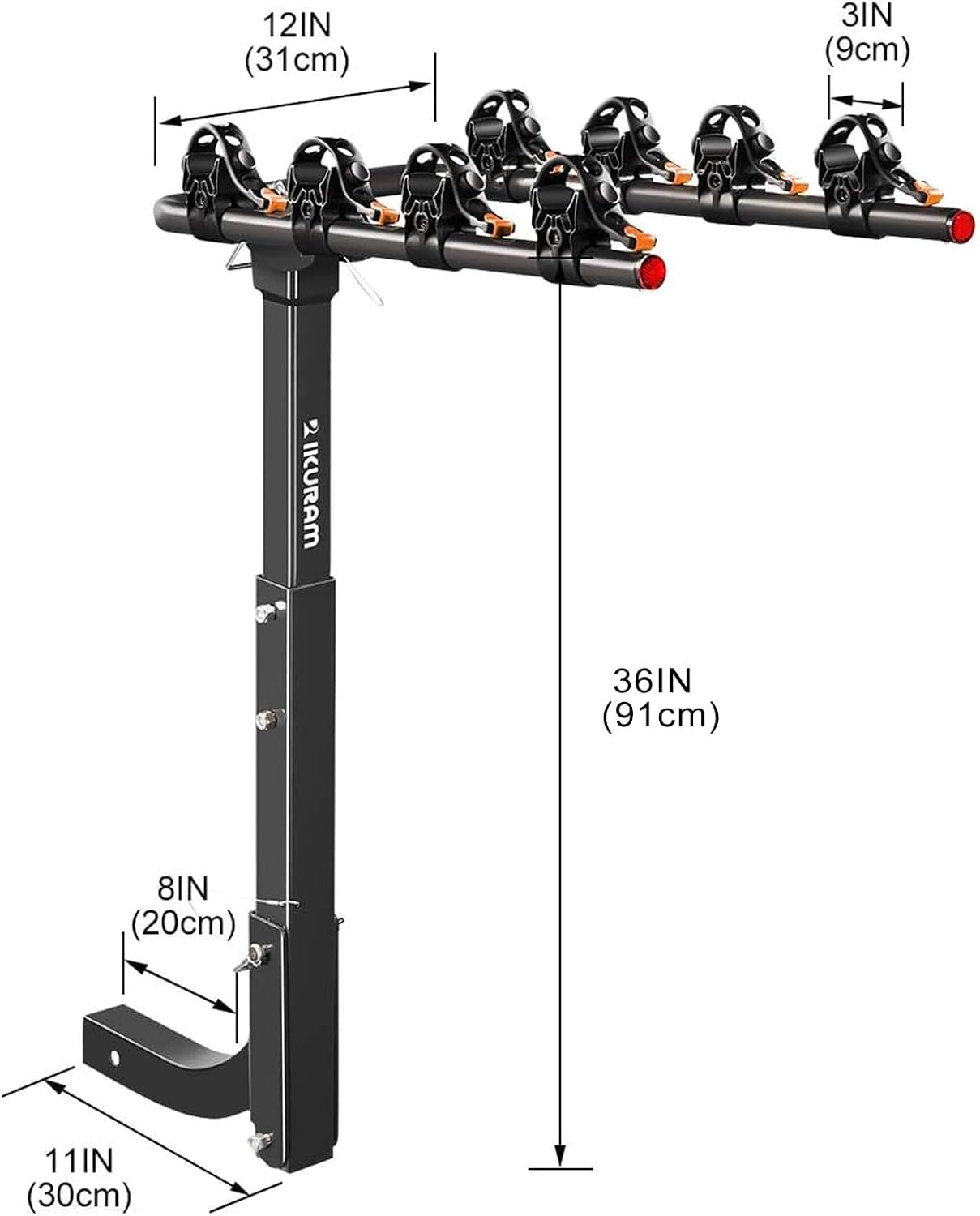 4 Bike Rack Bicycle Carrier Racks Hitch Mount Double Foldable Rack for Cars, Trucks, SUV's and minivans with a 2" Hitch Receiver | Comes with anti-rattle hitch tightener, suitable for most cars, trucks and SUVs