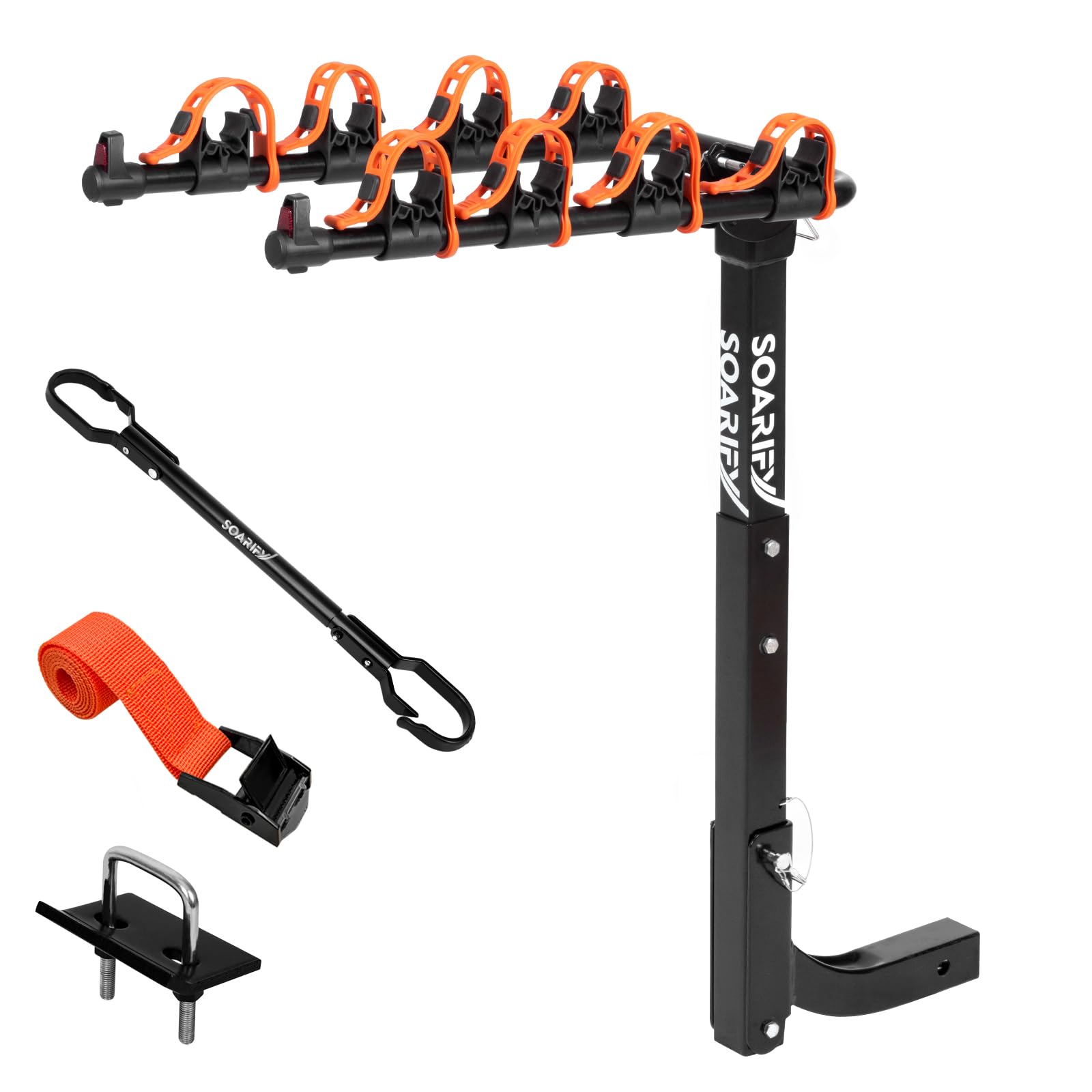 Bike Rack for Car, SUV, RV, Mount Hitch Bike Rack, Up to 143 lbs Load Bicycle Rack Carrier Rubber Straps, Tilt Release with 2" Hitch for Cars (4 Bikes)