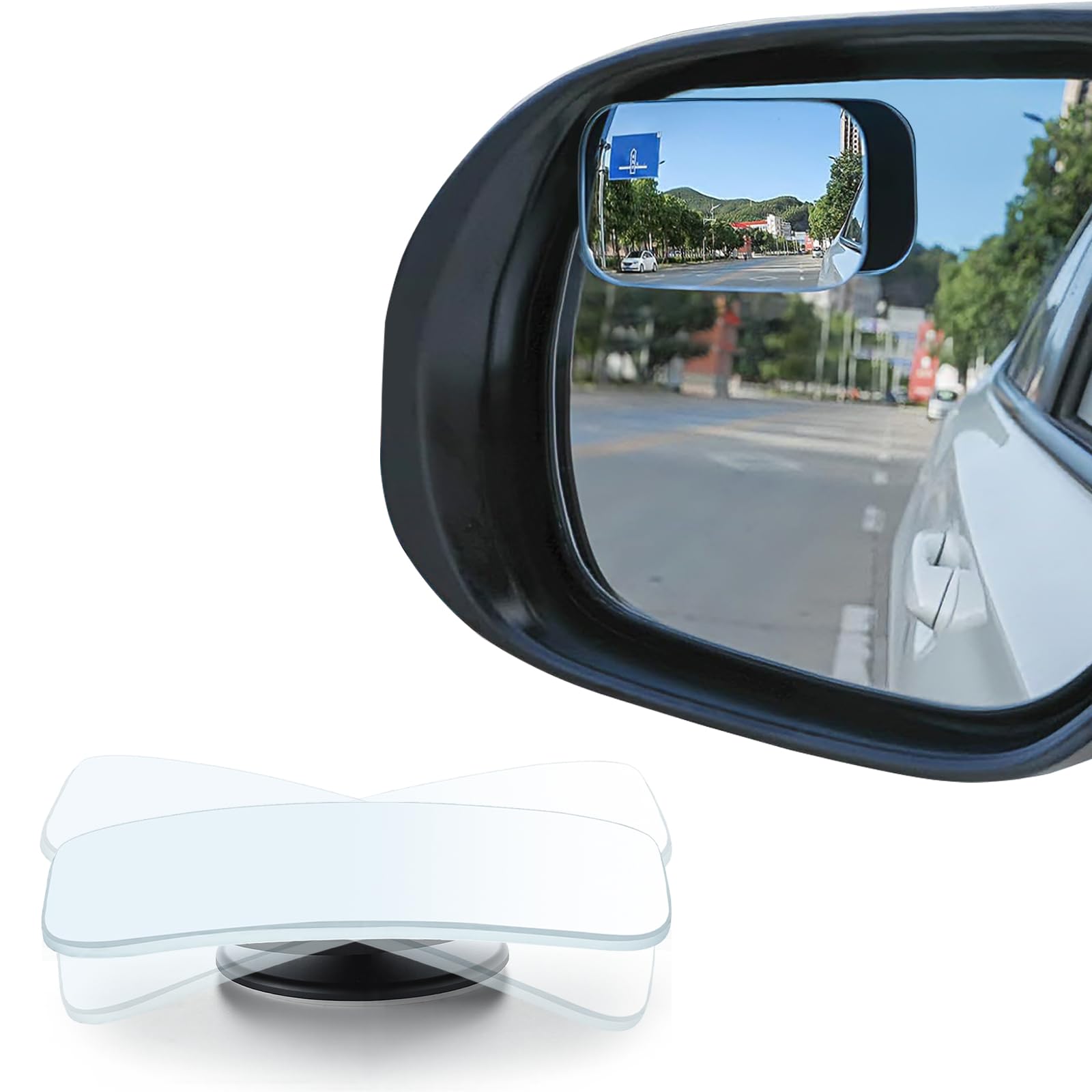 Blind Spot Mirror, 2" Round HD Glass Frameless Convex Rear View Mirrors Exterior Accessories with Wide Angle Adjustable Stick for Car SUV and Trucks, Pack of 2
