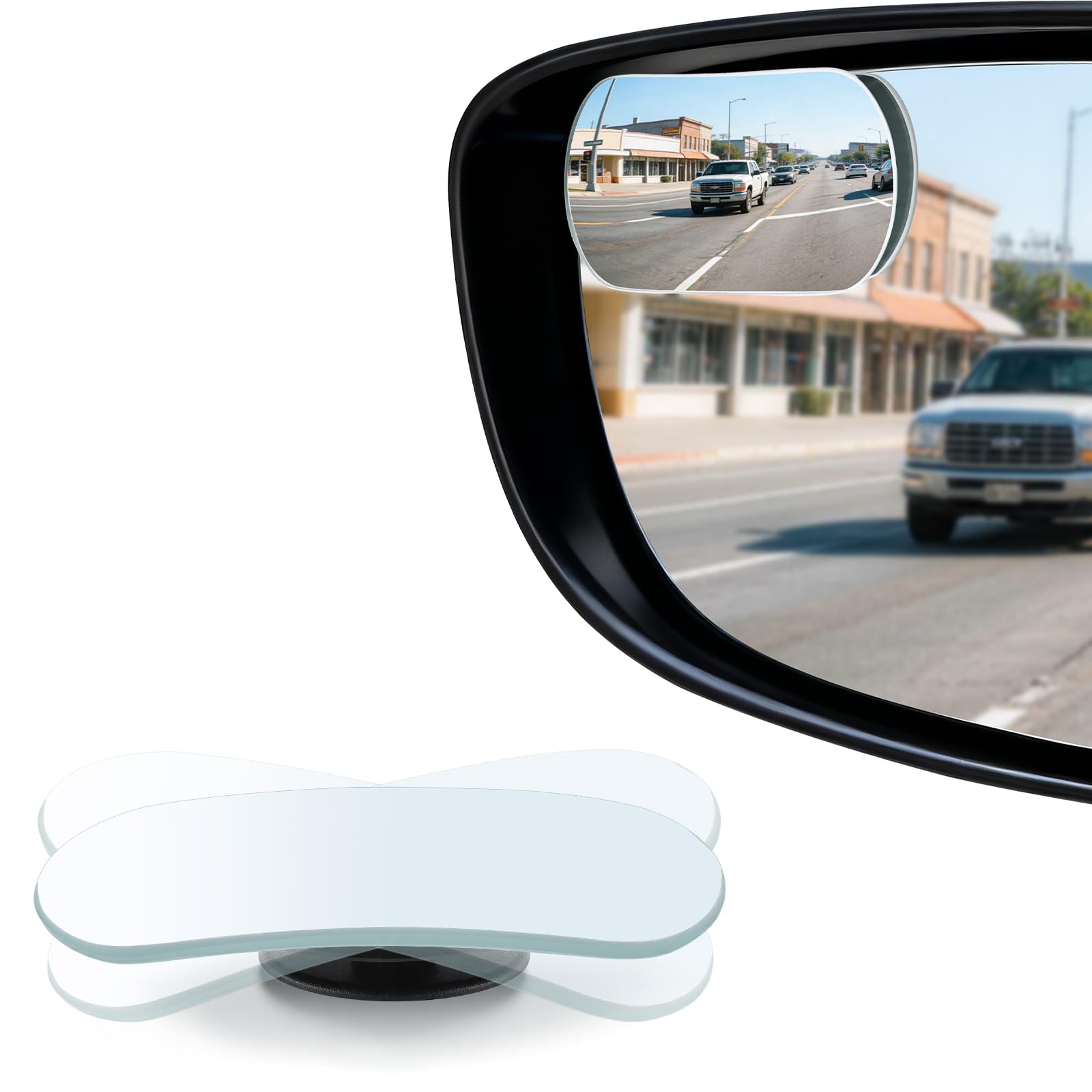 Blind Spot Mirror, 2" Round HD Glass Frameless Convex Rear View Mirrors Exterior Accessories with Wide Angle Adjustable Stick for Car SUV and Trucks, Pack of 2