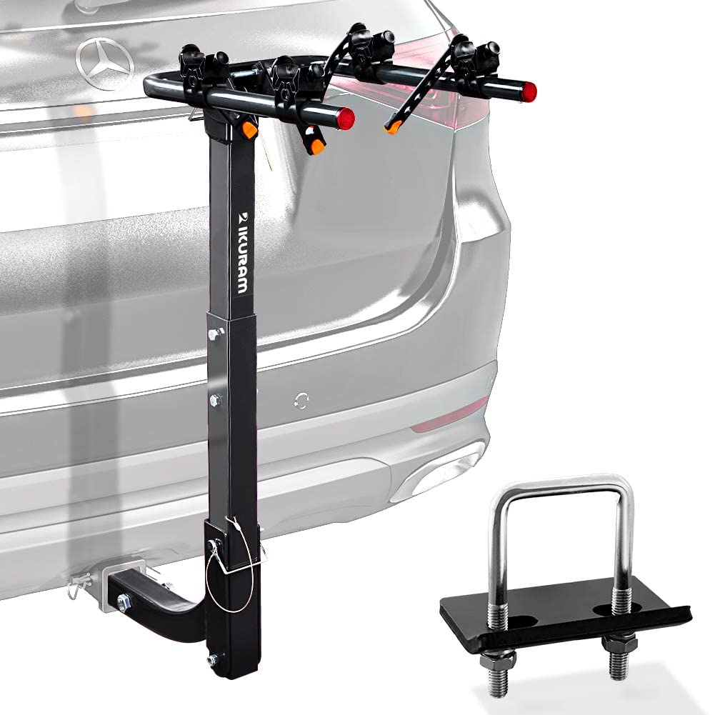 4 Bike Rack Bicycle Carrier Racks Hitch Mount Double Foldable Rack for Cars, Trucks, SUV's and minivans with a 2" Hitch Receiver | Comes with anti-rattle hitch tightener, suitable for most cars, trucks and SUVs