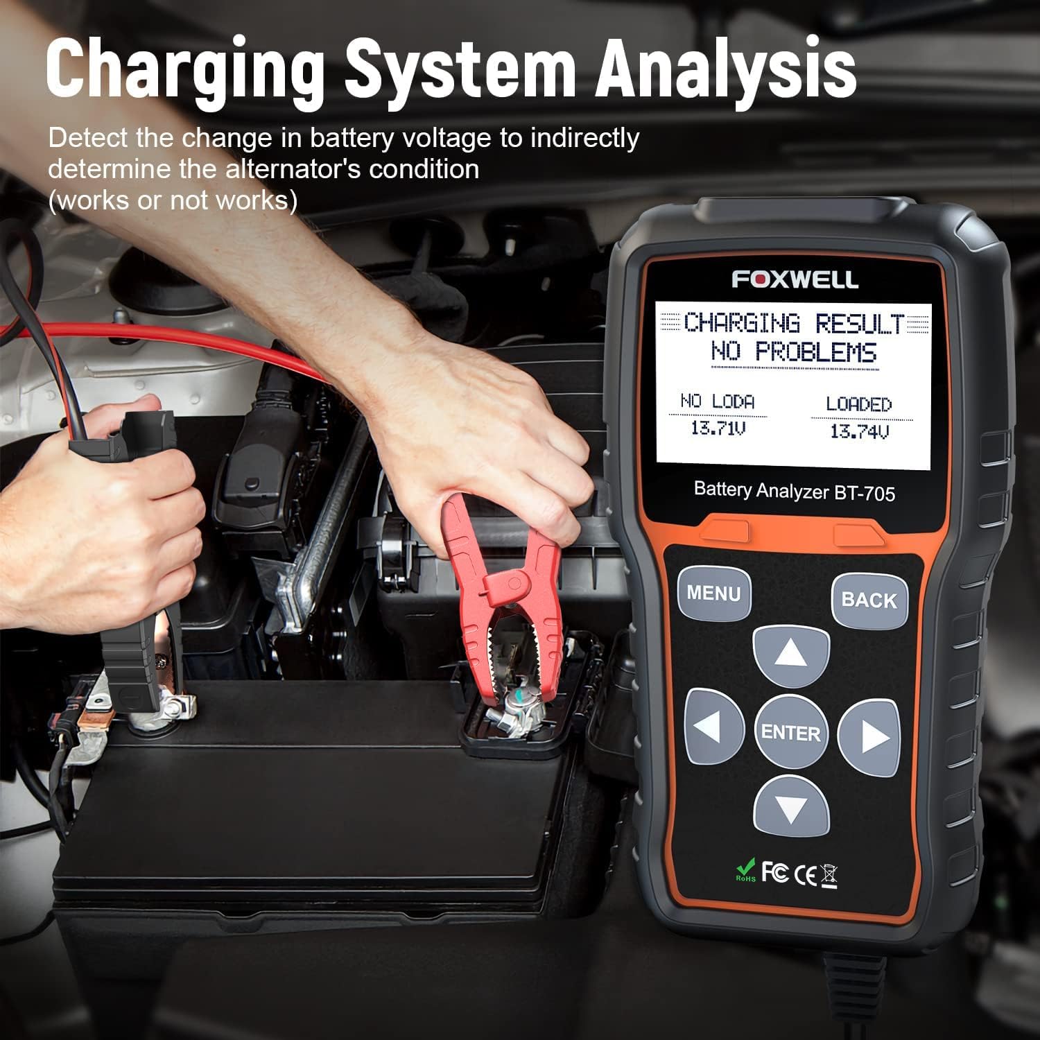 FOXWELL BT705 Car Battery Tester 24V 12V, Alternator and Load Tester