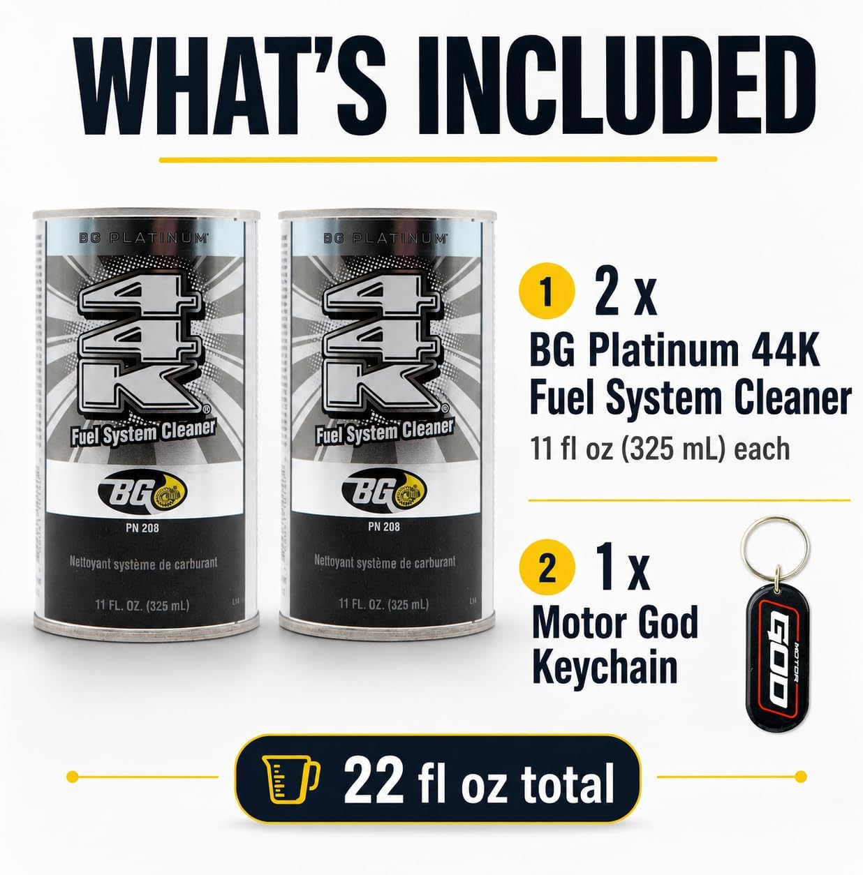 2 cans of BG Platinum 44K With Motor God Key Chain