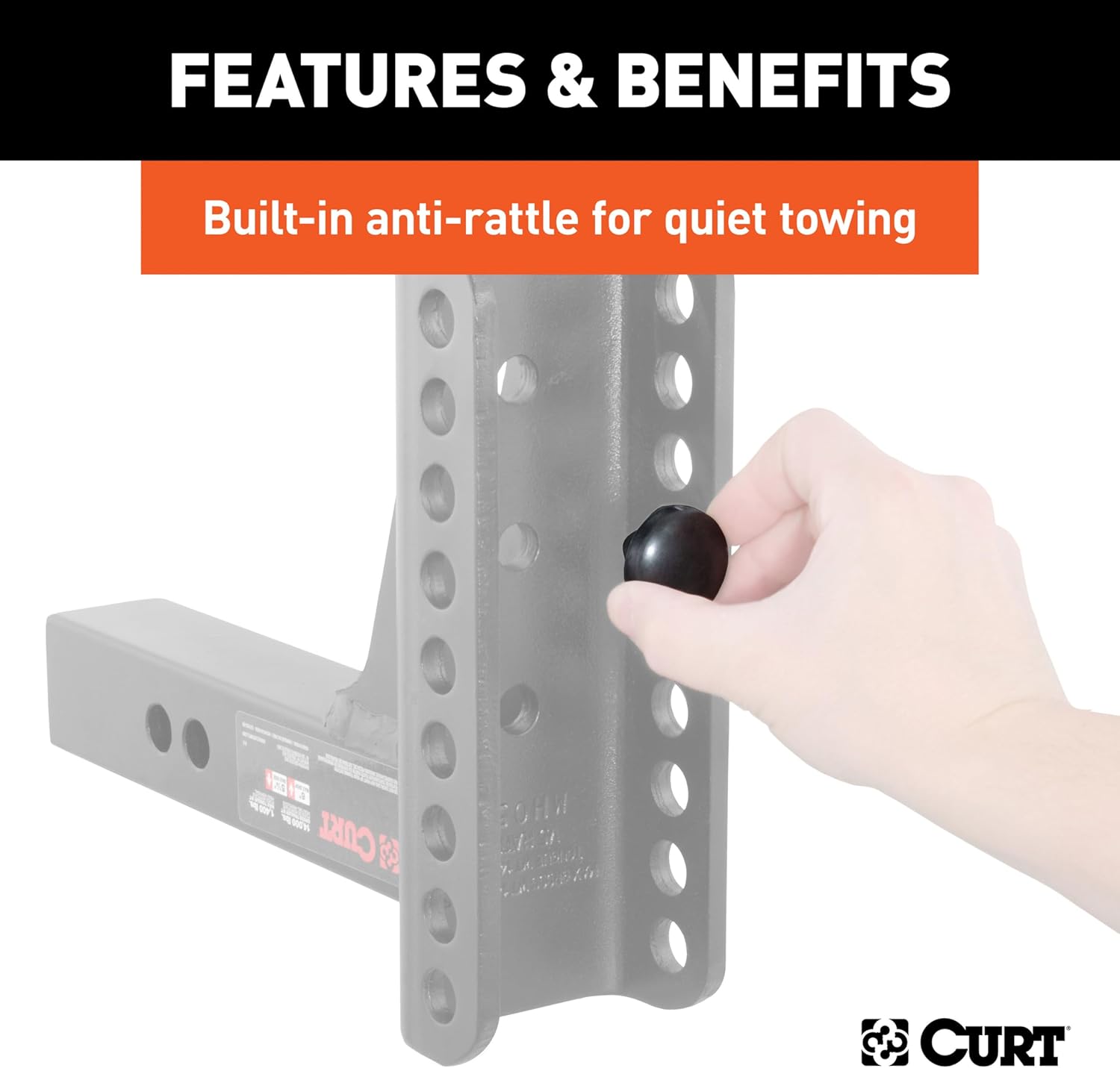 CURT 45900 Adjustable Dual-Ball Channel Mount, 2" Shank, 6" Drop | 2" Ball Rated 10,000 lb, 2-5/16" Ball Rated 14,000 lb, 5-1/4" Rise, 11" or 12" Length, Built-In Anti-Rattle