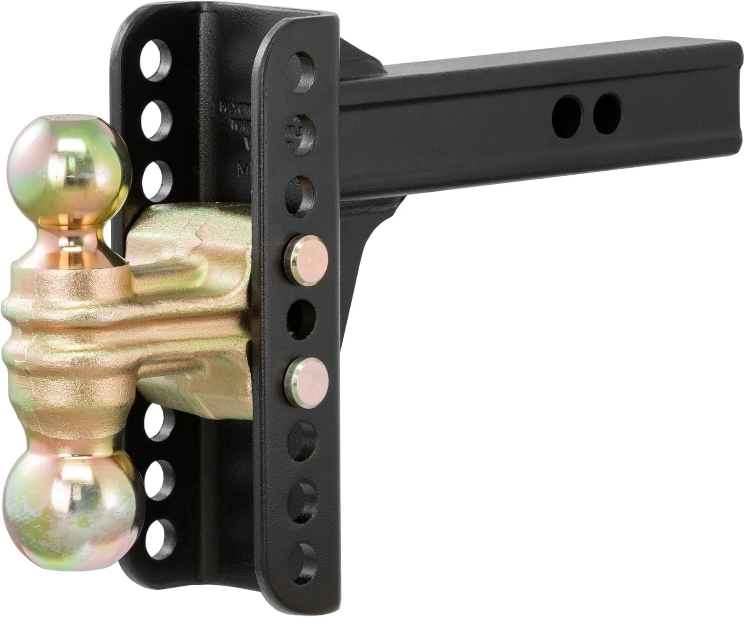 CURT 45900 Adjustable Dual-Ball Channel Mount, 2" Shank, 6" Drop | 2" Ball Rated 10,000 lb, 2-5/16" Ball Rated 14,000 lb, 5-1/4" Rise, 11" or 12" Length, Built-In Anti-Rattle