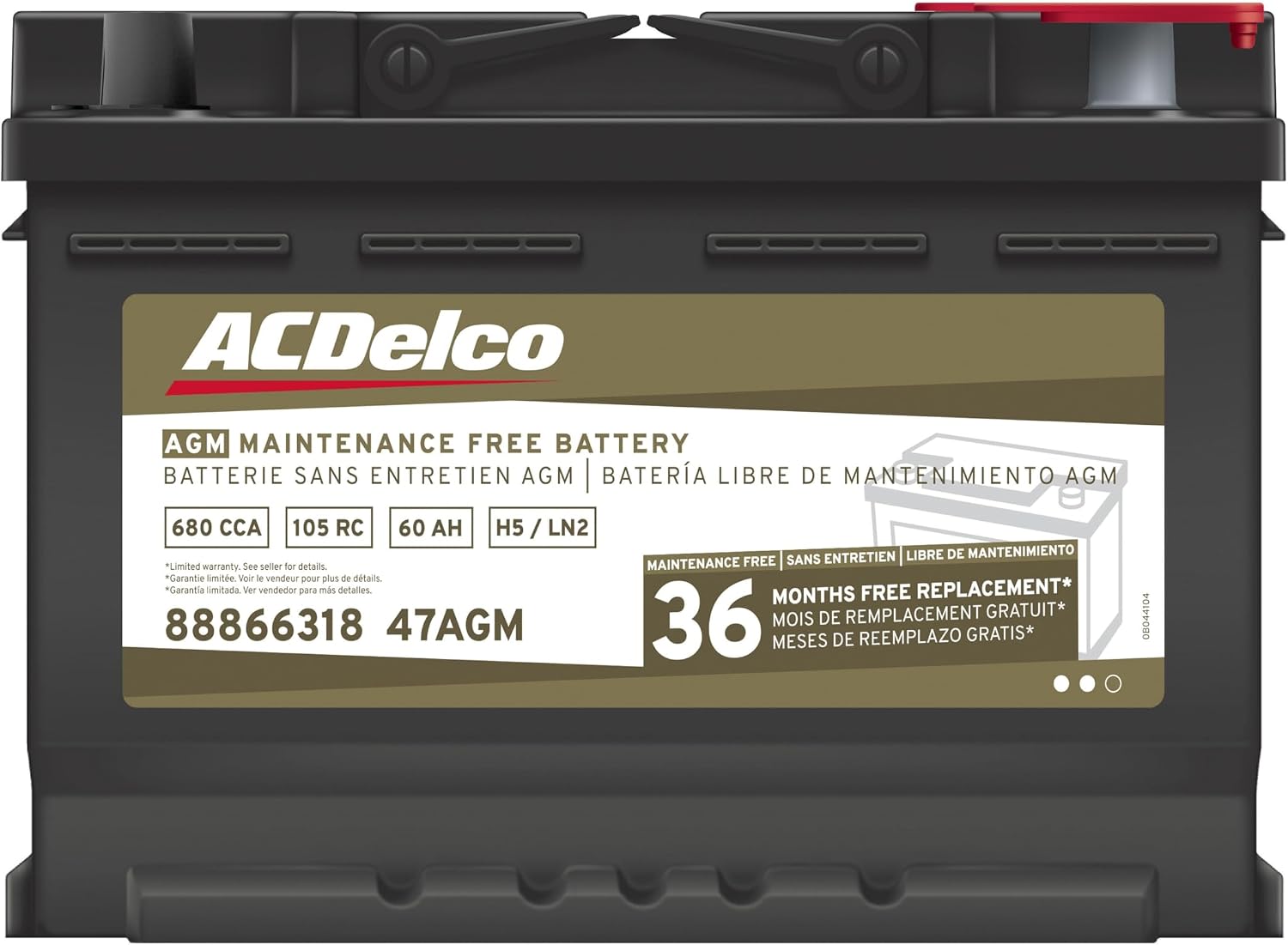 ACDelco Gold 47AGM (88866318) 36 Month Warranty AGM BCI Group 47 Battery