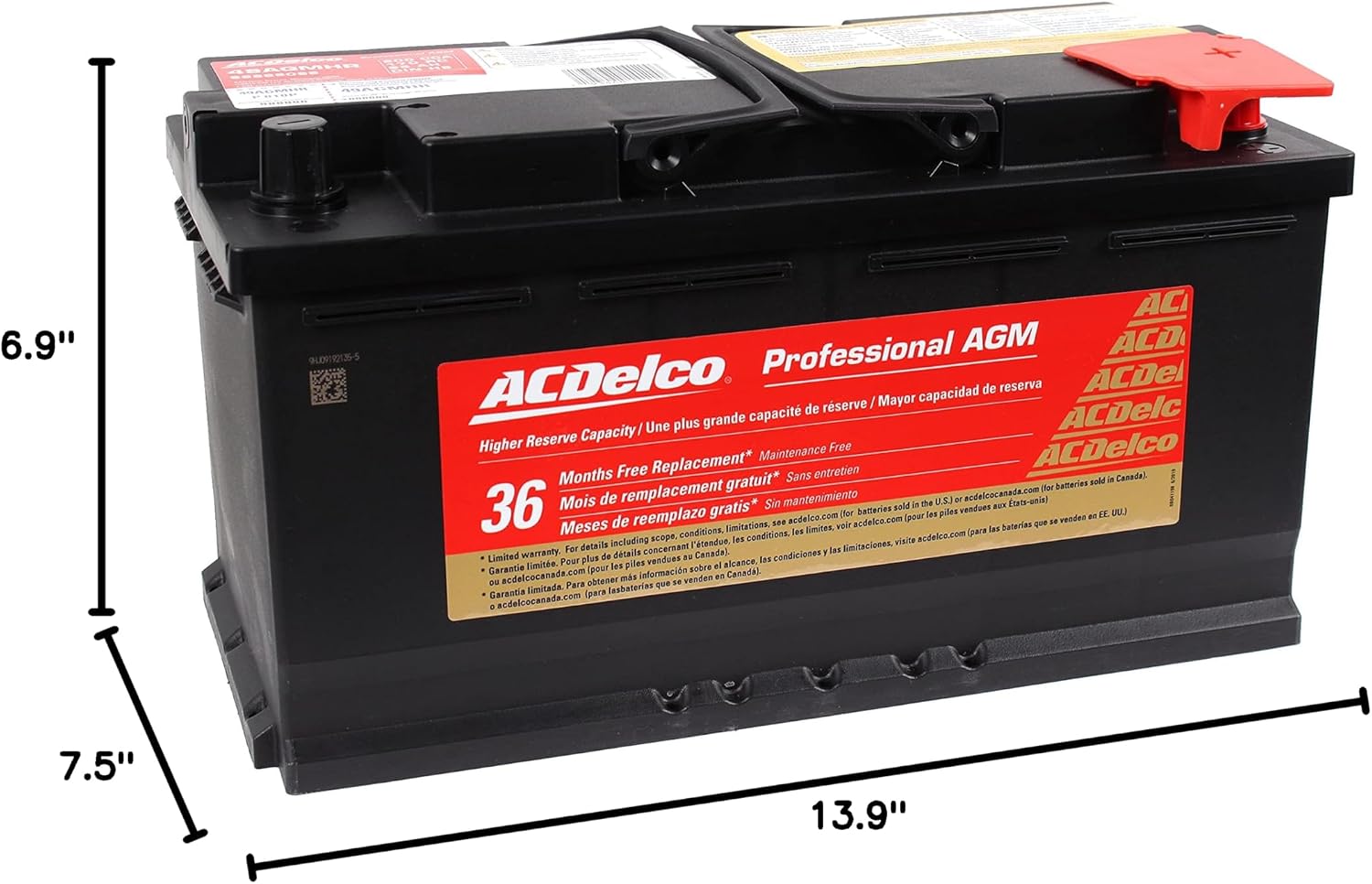 ACDelco Gold 49AGMHR (88866099) 36 Month Warranty High Reserve AGM BCI Group 49 Battery