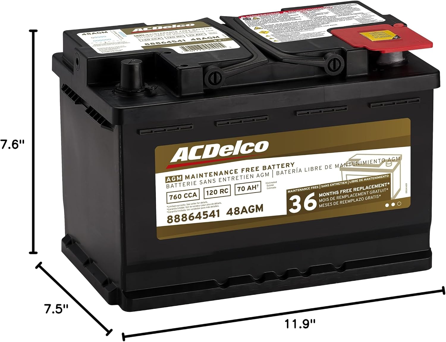 ACDelco Gold 48AGM (88864541) 36 Month Warranty AGM BCI Group 48 Battery