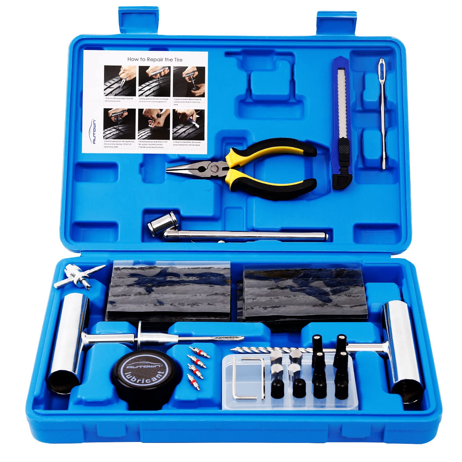 AUTOWN Flat Tire Repair Kit 68pcs 2-Pack, Tire Plug Kit to Fix Punctures