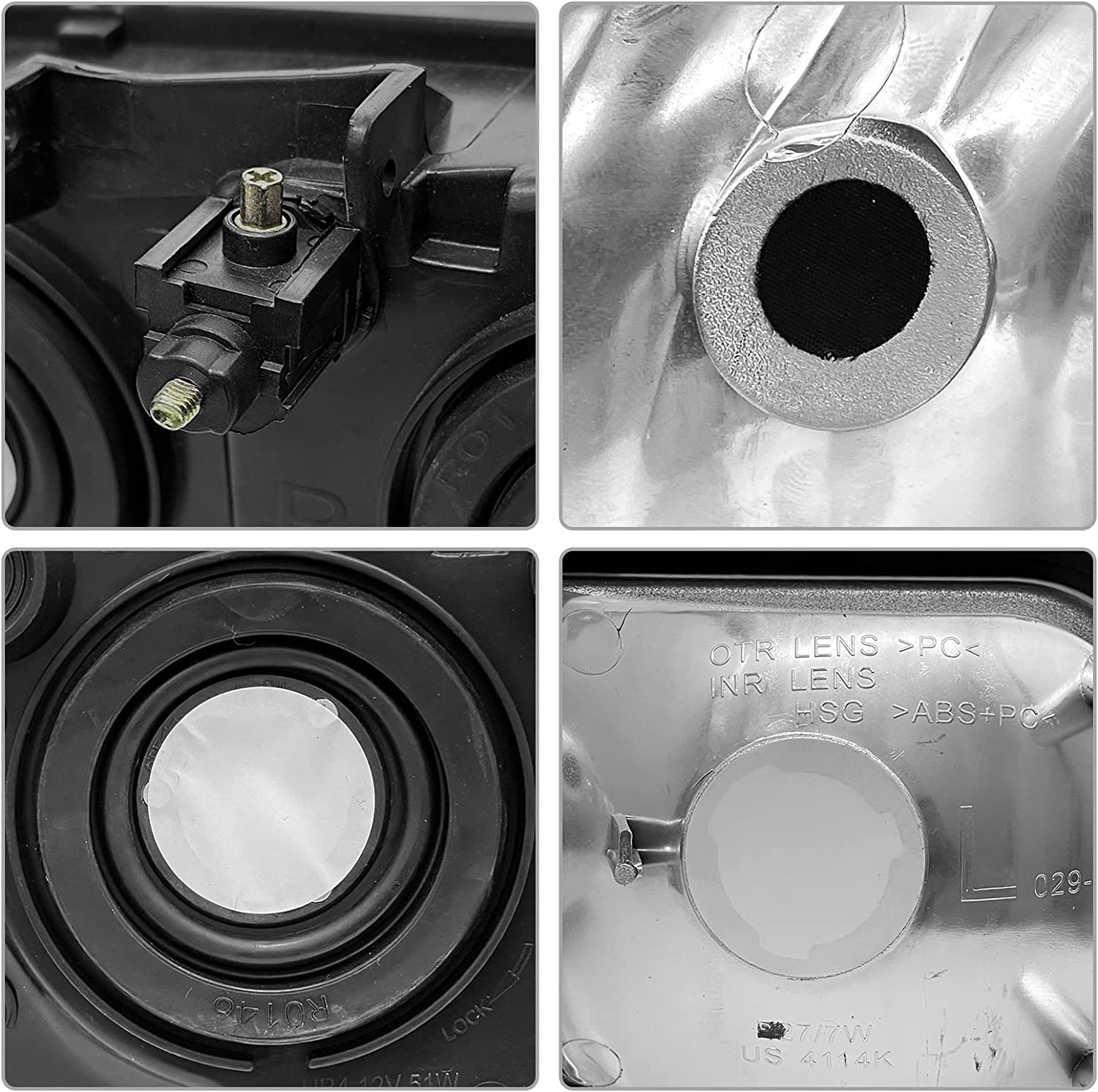 NTXGlow 2003-2006 Silverado headlight assembly for Chevy Avalanche with clear chrome lens and amber reflector, left and right pair