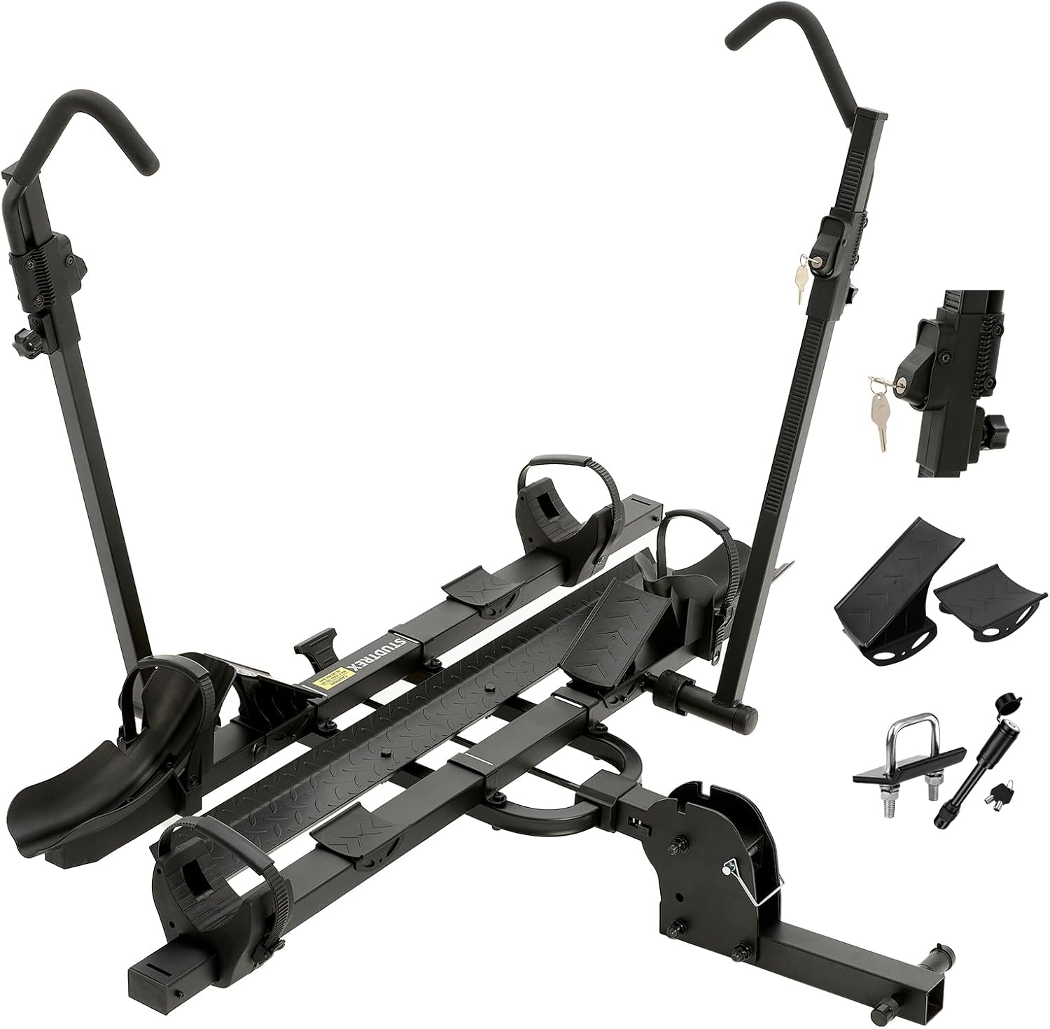 TrailV2 Plus Hitch 2 Ebike Rack with Ramp, Tilt, Fold, Anti-Theft Hitch & Wheel Locks, Heavy Duty 170 lbs Capacity, Fits 2" Receiver, Max 5" Fat Tires, Electric Bike Rack for Car, SUV, Truck, RV