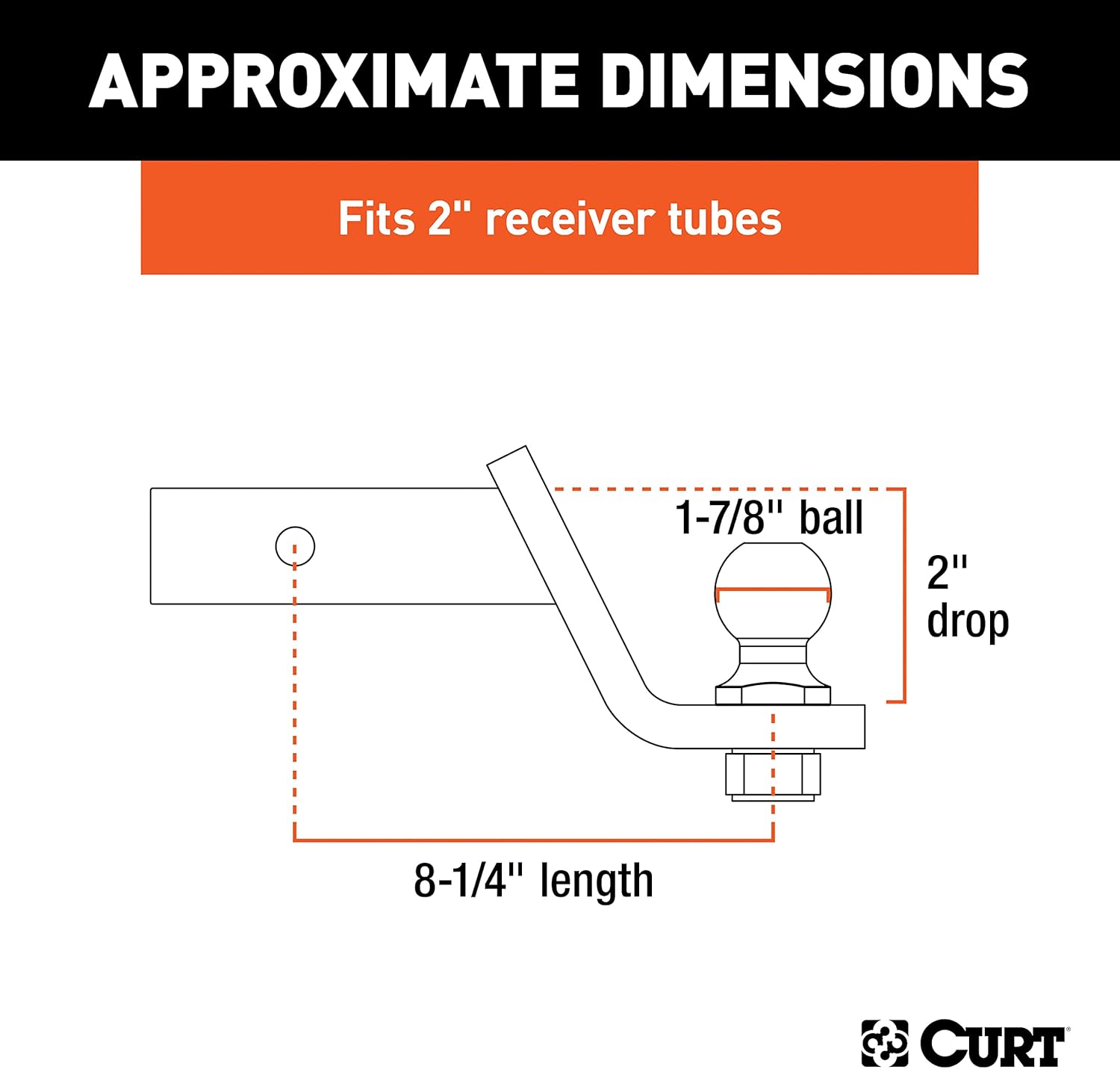 CURT Manufacturing 45034 Class III 2" Loaded Ball Mount with 1-7/8" Ball