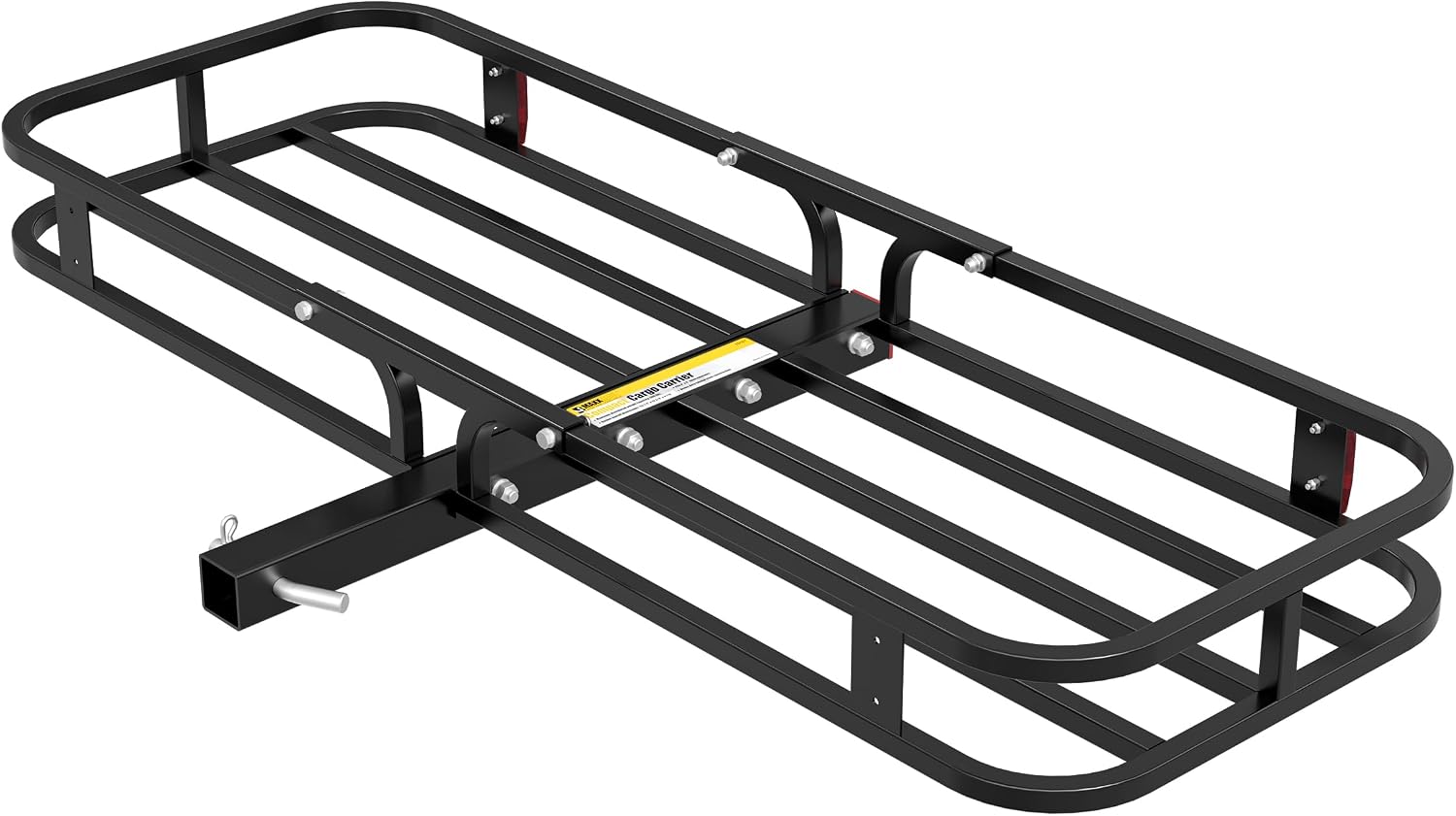 MaxxHaul 70107 53" x 19-1/2" Hitch Cargo Carrier - Trailer Mount Steel With High Side Rails For RV's, Trucks, SUV's, Vans, Cars 2" Receiver 500-lb Load Capacity , Black