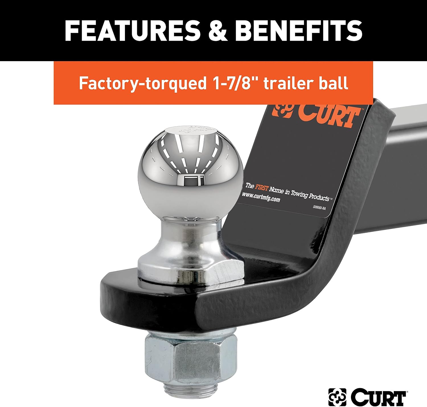 CURT Manufacturing 45034 Class III 2" Loaded Ball Mount with 1-7/8" Ball