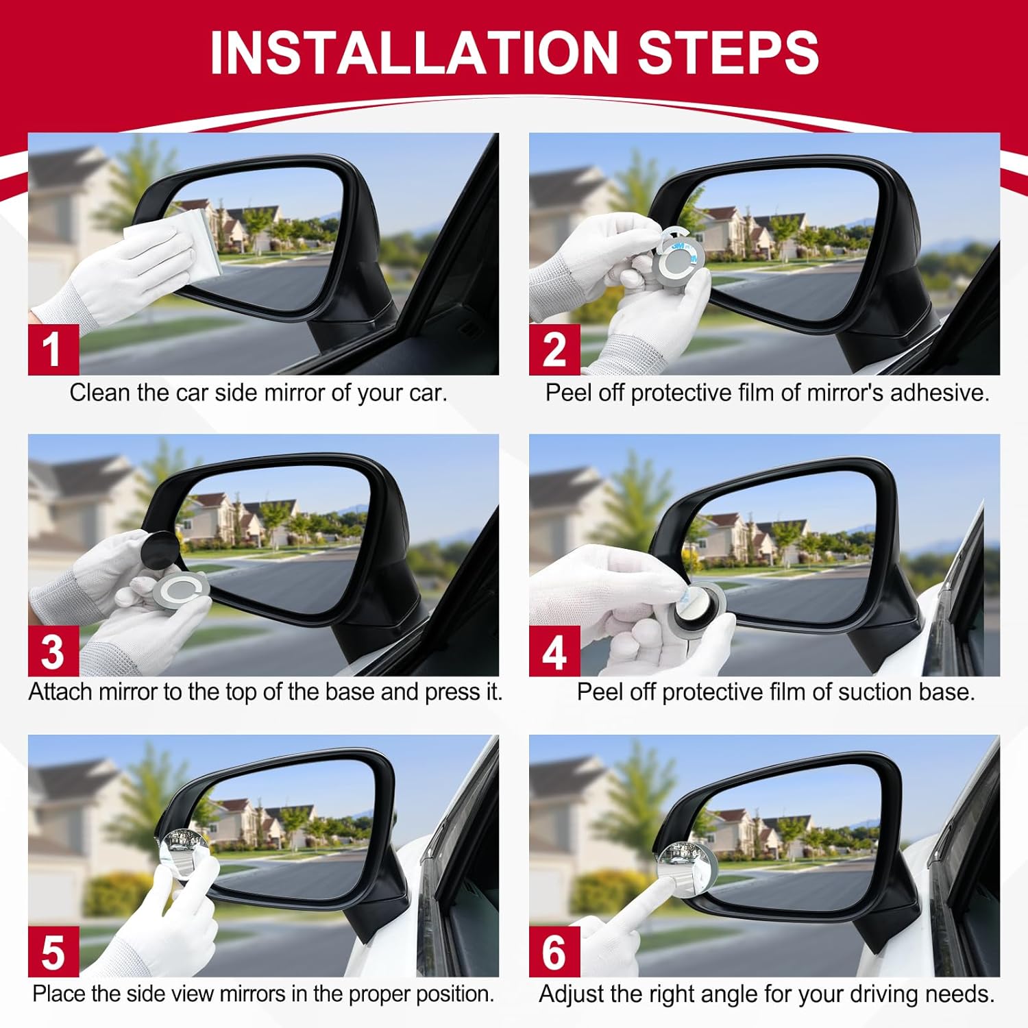 Blind Spot Mirror, 2" Round HD Glass Frameless Convex Rear View Mirrors Exterior Accessories with Wide Angle Adjustable Stick for Car SUV and Trucks, Pack of 2