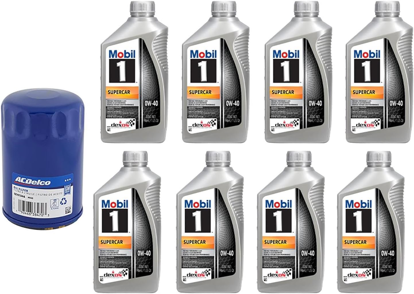 Mobil 1 0W40 Dexos R 8 Quart Oil PF63 Filter Change Kit