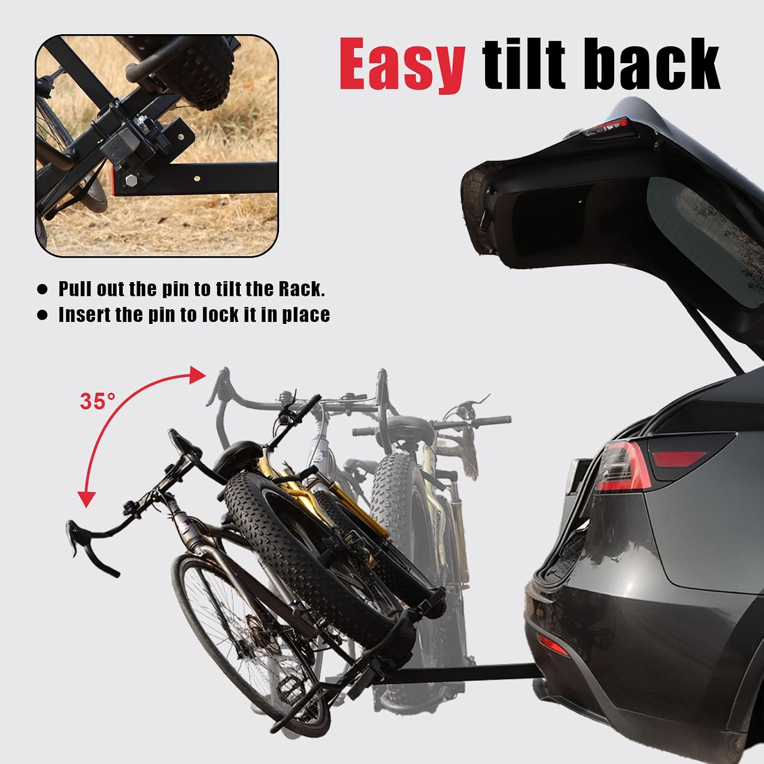 FORWODE Bike Rack Hitch for Car, 200 LB 2-Bike Racks with Coded Lock, Wobble Free Smart Tilting Hitch Mount Bike Rack for 2 Inch Receiver, Bike Carrier Fits Up to 5 Inch Fat Tire Electric Bike for Car