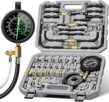AUTOWN 45-Piece Pro Fuel Pressure Tester Kit, 0-140 PSI Fluorescent Glow Gauge, Complete Adapters for Gasoline Cars, Trucks & SUVs
