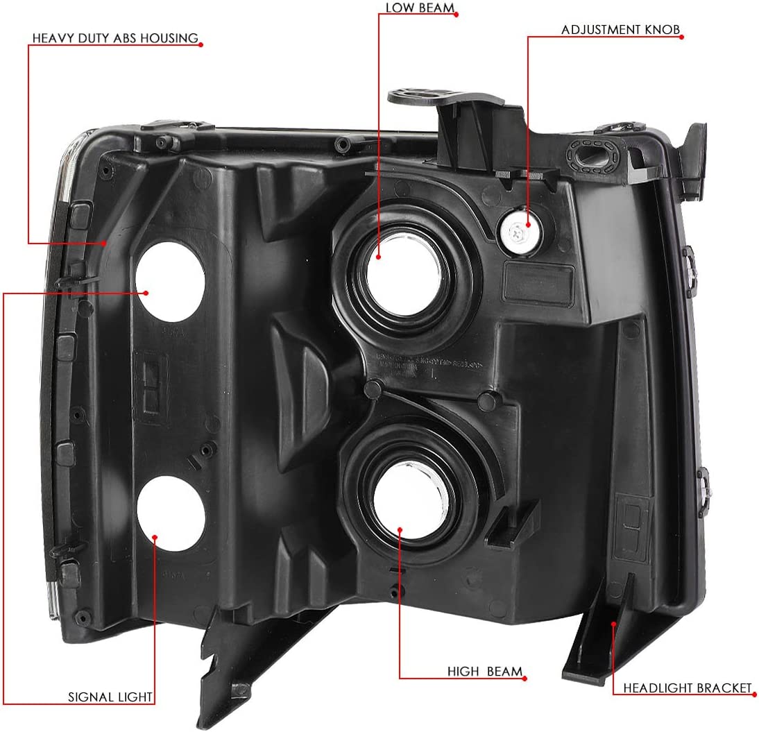 NTXGlow chrome housing headlights for 2013 Silverado 1500/2500HD/3500, high-quality replacement headlights with clear lens.