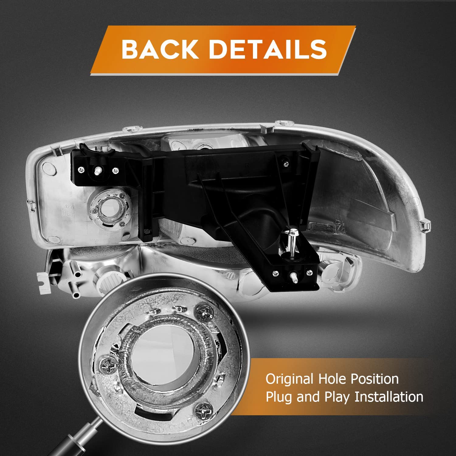 NTXGlow GMC Sierra 1500/2500 headlight assembly with chrome housing, clear lens, driver and passenger side, for 1999-2007 models