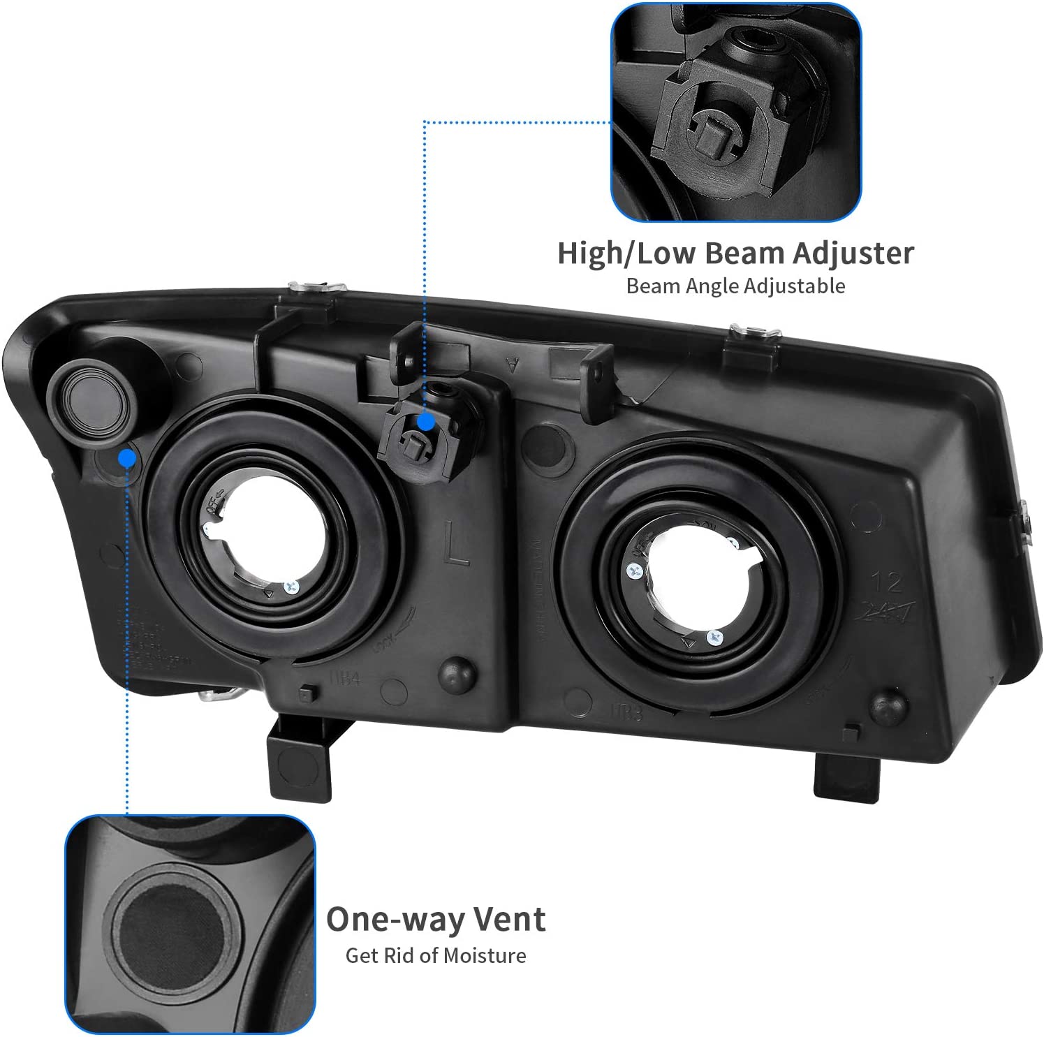 NTXGlow black clear housing headlight assembly for Chevy Silverado Avalanche 1500 2500 3500, automotive lighting replacement