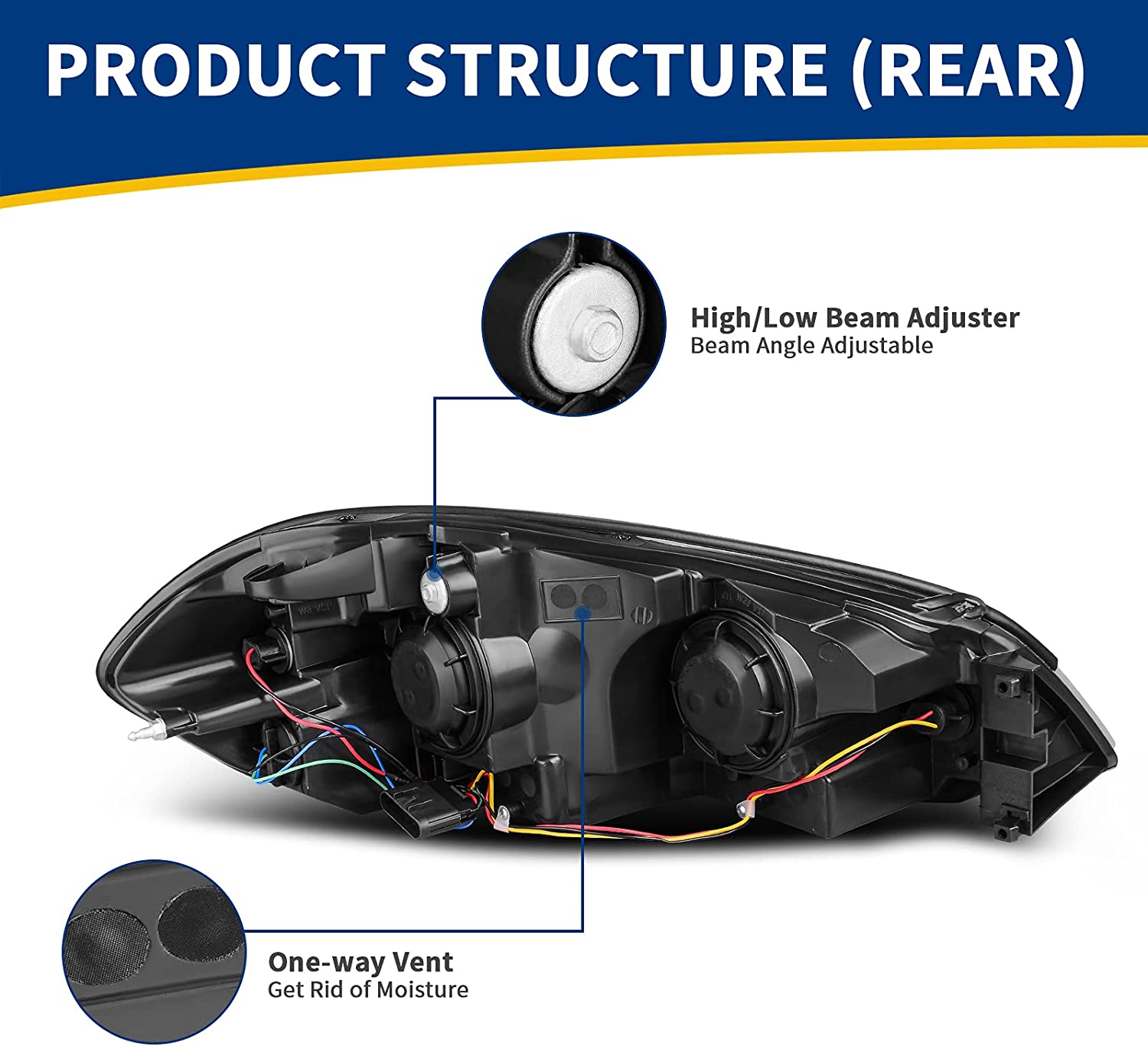 NTXGlow Autosaver88 headlight assembly for 2006-2013 Chevy Impala and Monte Carlo with chrome housing, amber reflector, clear lens