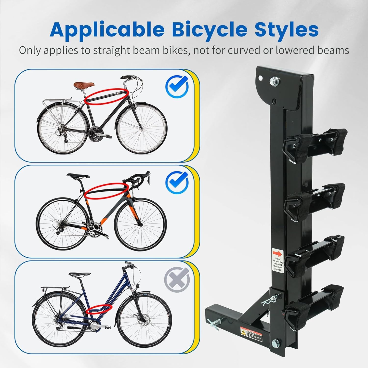 MaxxHaul Hitch Mount 4 Bike Rack 150 lb Capacity Heavy‑Duty Swing Down Design Fits Cars Trucks SUVs and Minivans with Safety Reflector Easy Install (70210)