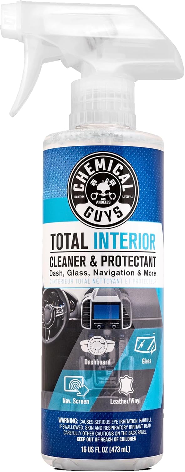 Chemical Guys, Total Interior Cleaner & Protectant, Leather & Vinyl, 16 oz | Cleans dashboards, seats, door panels, trim and glass in one step, leaving a fresh, streak-free, factory-style look