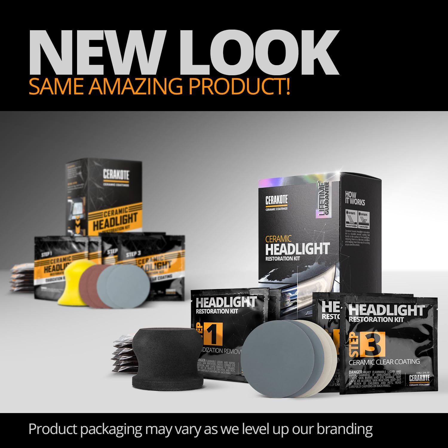 CERAKOTE® Ceramic Headlight Restoration Kit, No Power Tools, 10 Wipe Kit | Restores clouded, yellowed headlights, ceramic UV protection, 3-step wipe system, no power tools needed