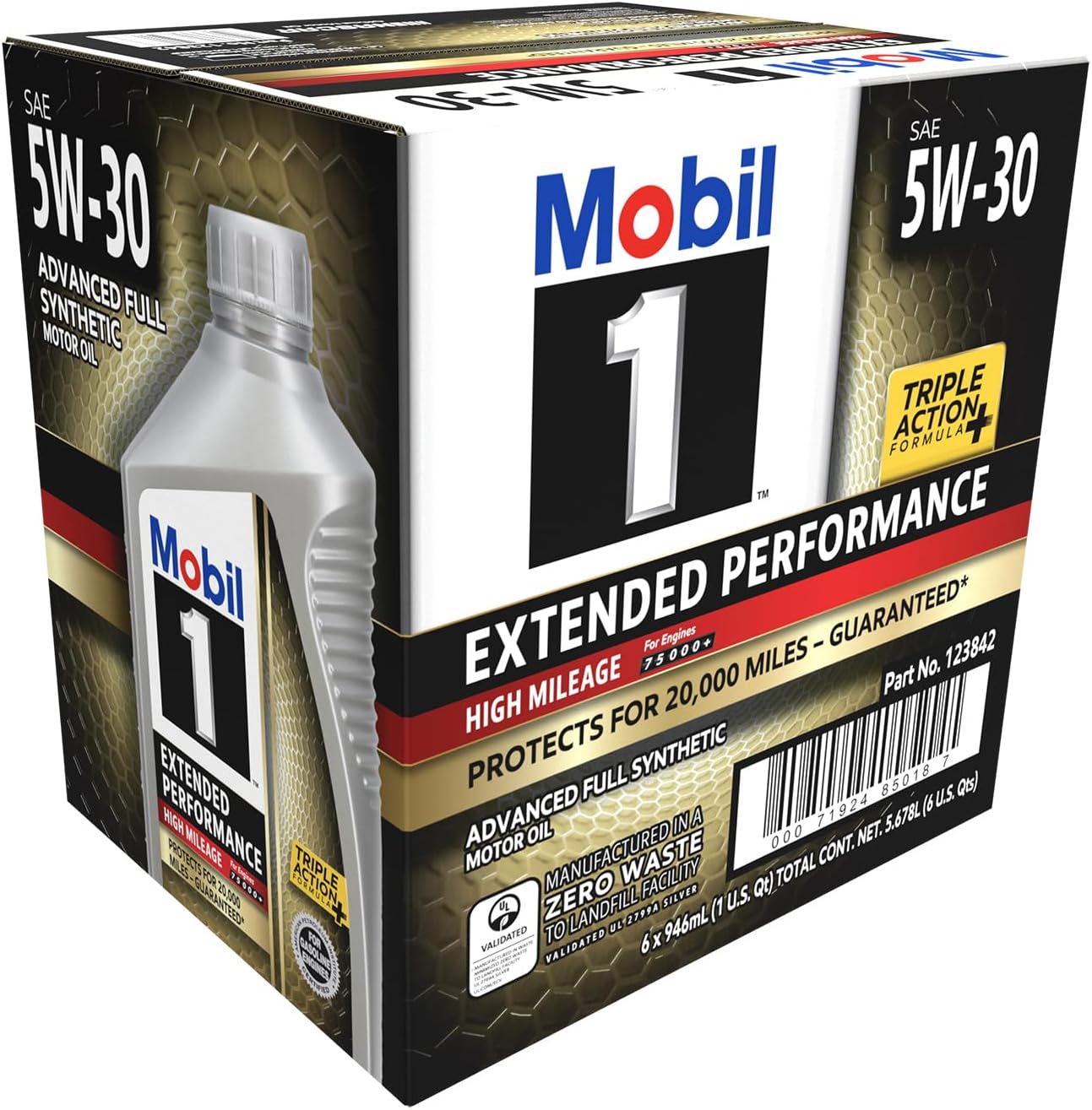 Mobil 1 Extended Performance High Mileage Full Synthetic Oil 5W-30 (6 Pack)